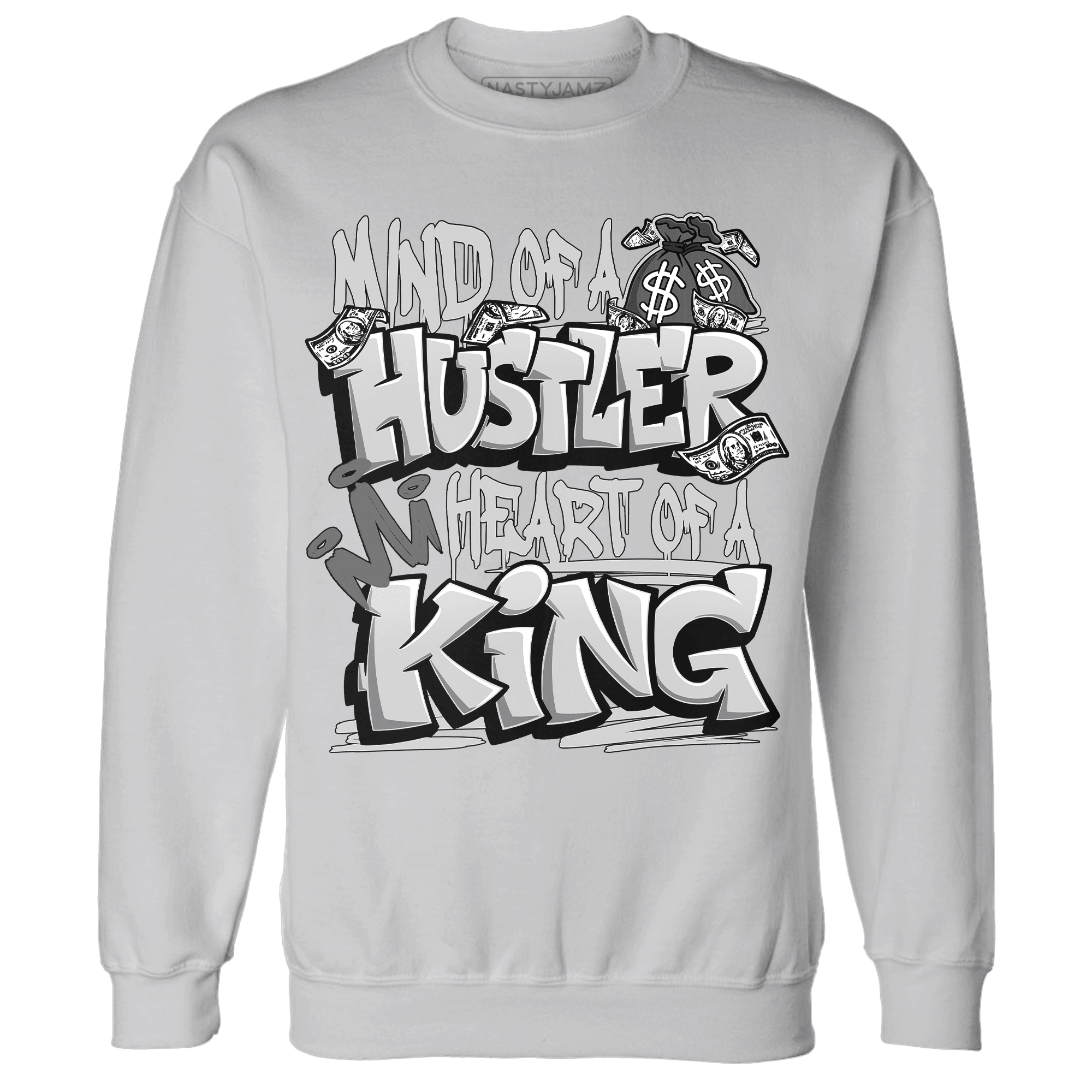 Retro High OG Black White 1s Sweatshirt Match Hustler Heart King - NastyJamz