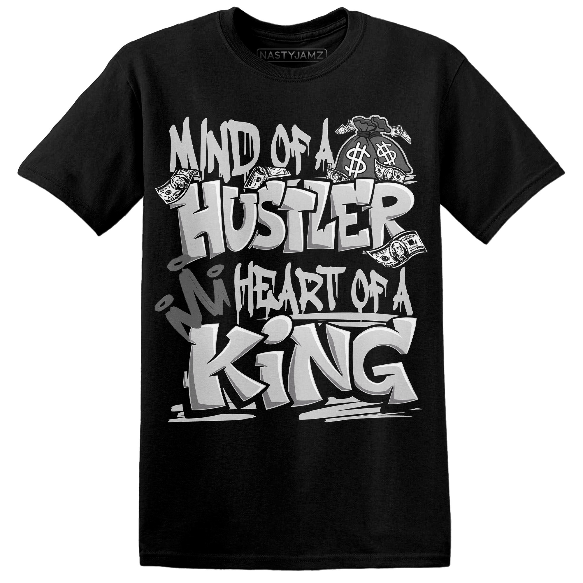 Retro High OG Black White 1s T Shirt Match Hustler Heart King - NastyJamz