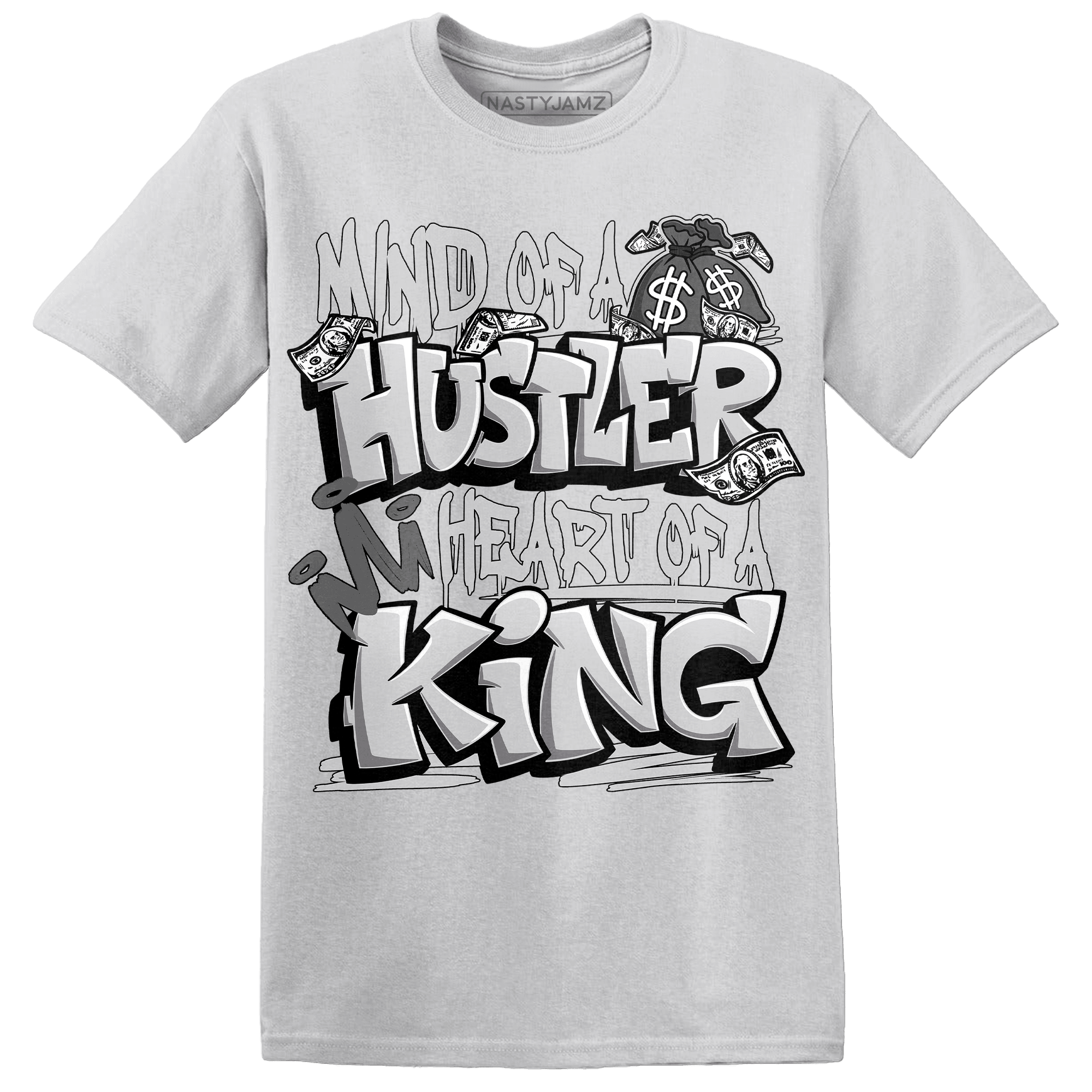 Retro High OG Black White 1s T Shirt Match Hustler Heart King - NastyJamz