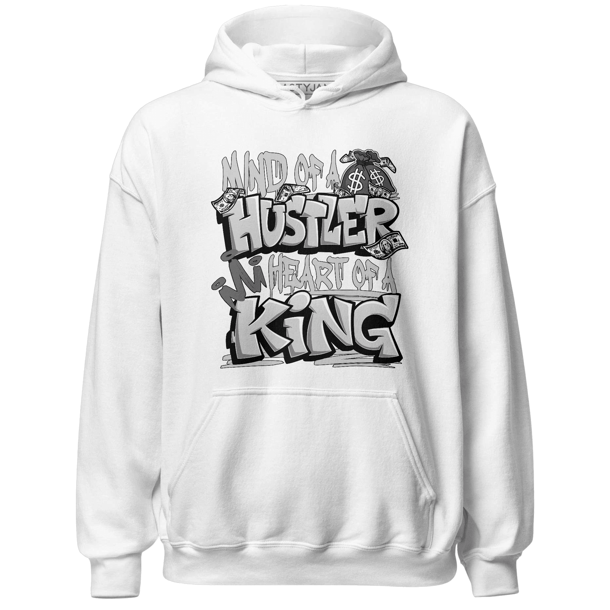Retro High OG Black White 1s Hoodie Match Hustler Heart King - NastyJamz