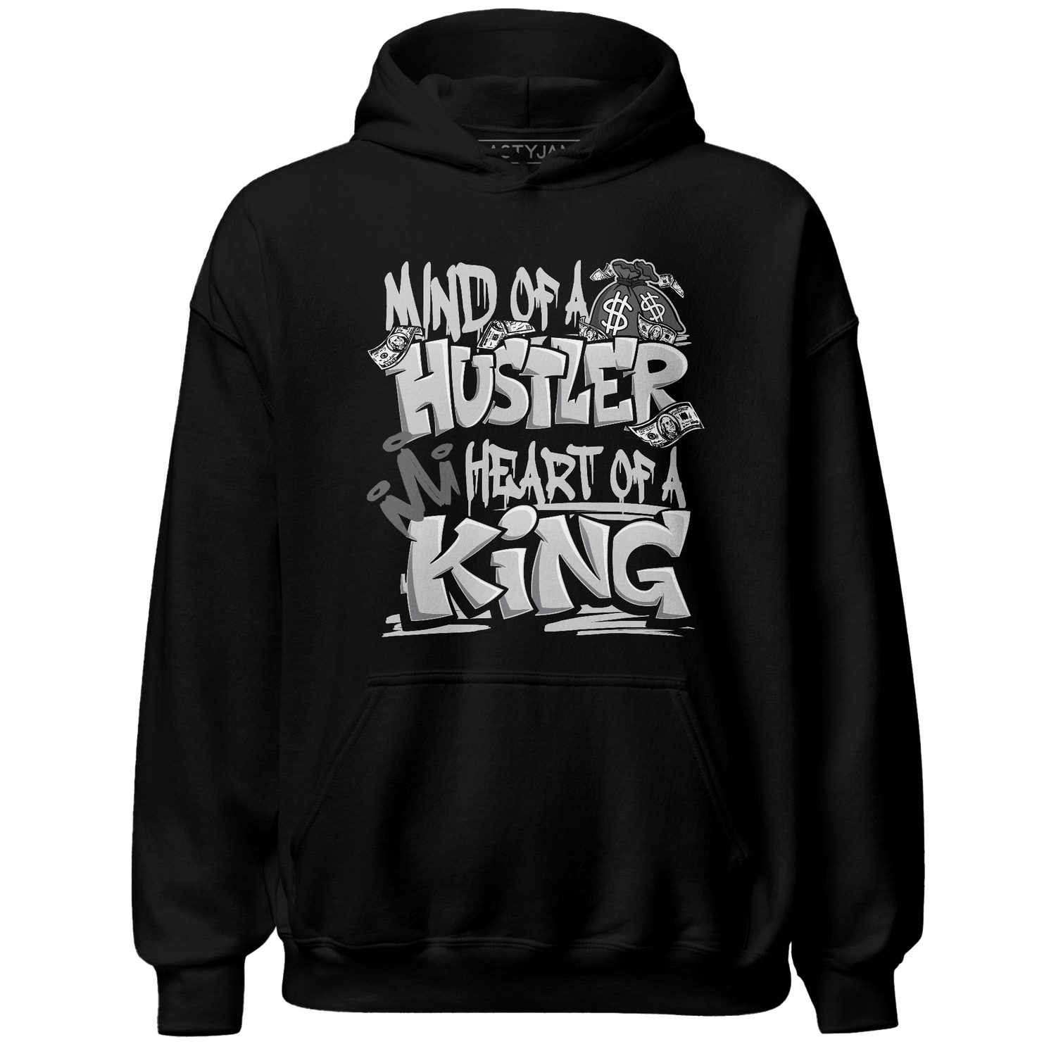 Retro High OG Black White 1s Hoodie Match Hustler Heart King - NastyJamz