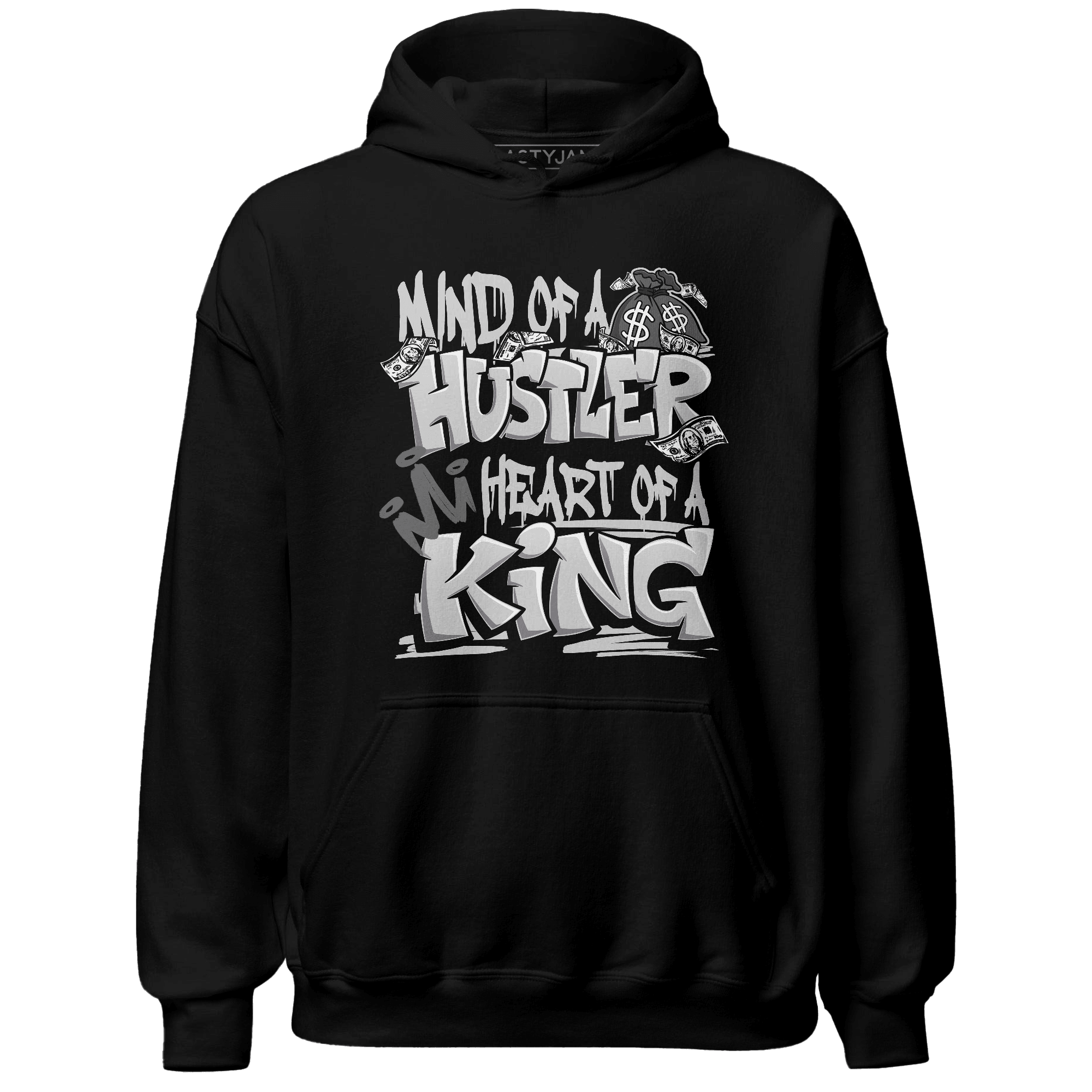 Retro High OG Black White 1s Hoodie Match Hustler Heart King - NastyJamz