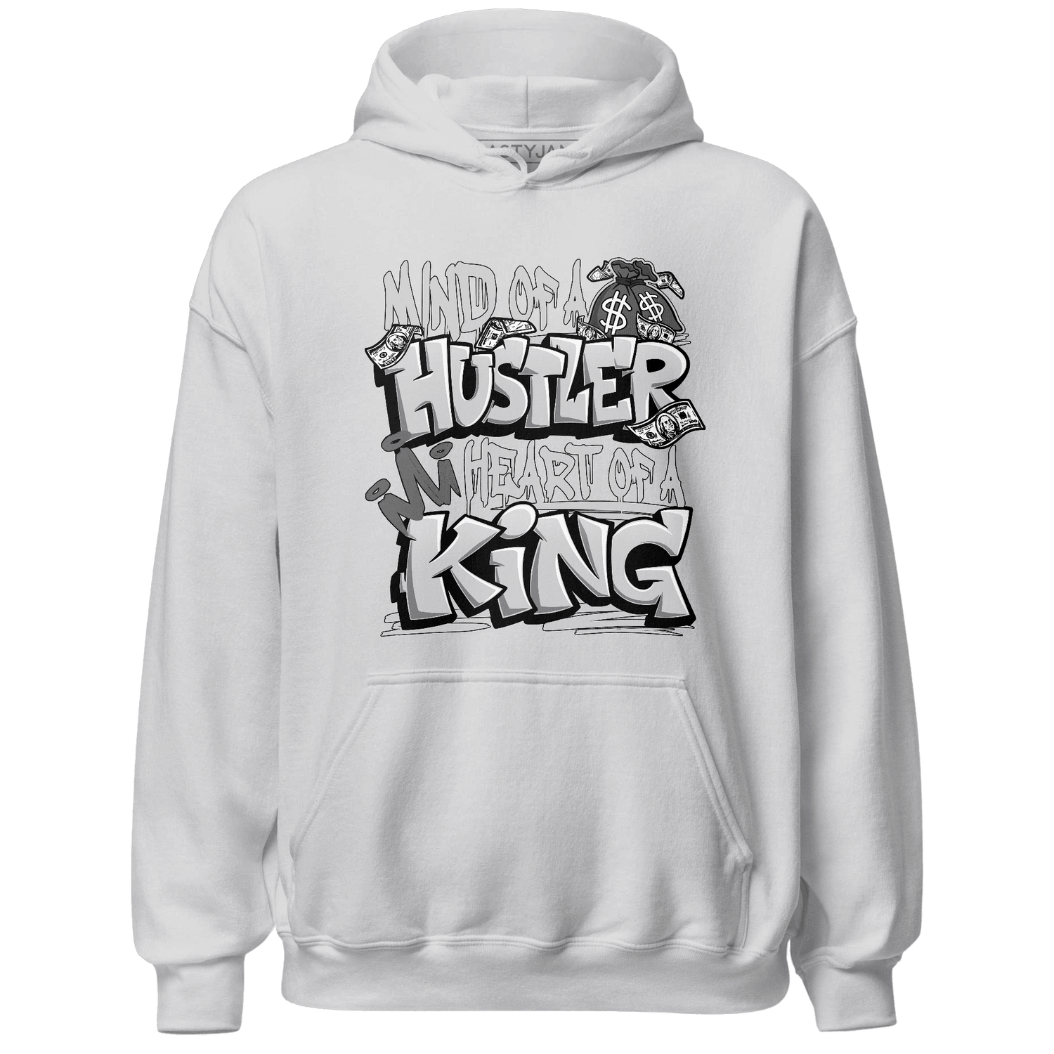 Retro High OG Black White 1s Hoodie Match Hustler Heart King - NastyJamz