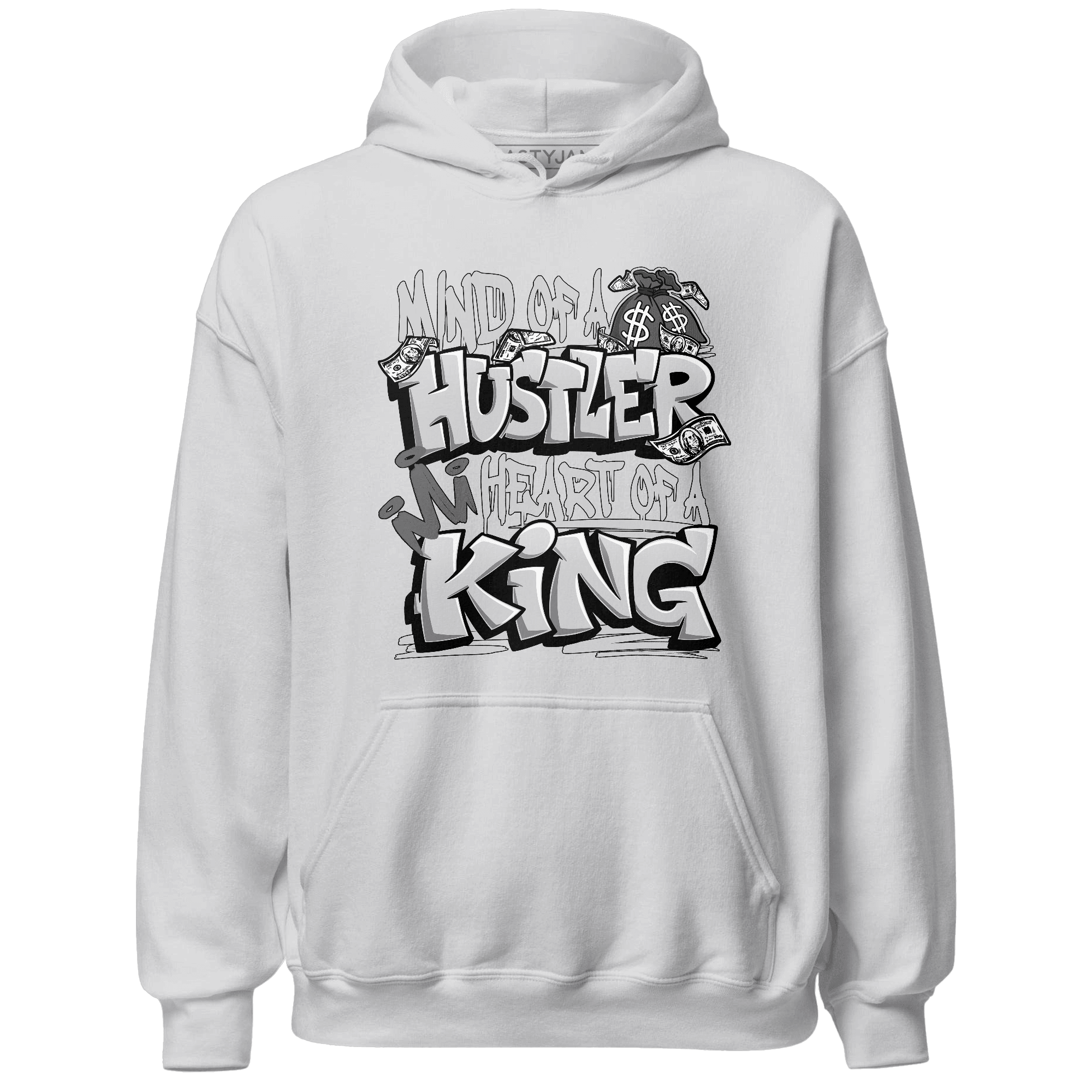 Retro High OG Black White 1s Hoodie Match Hustler Heart King - NastyJamz
