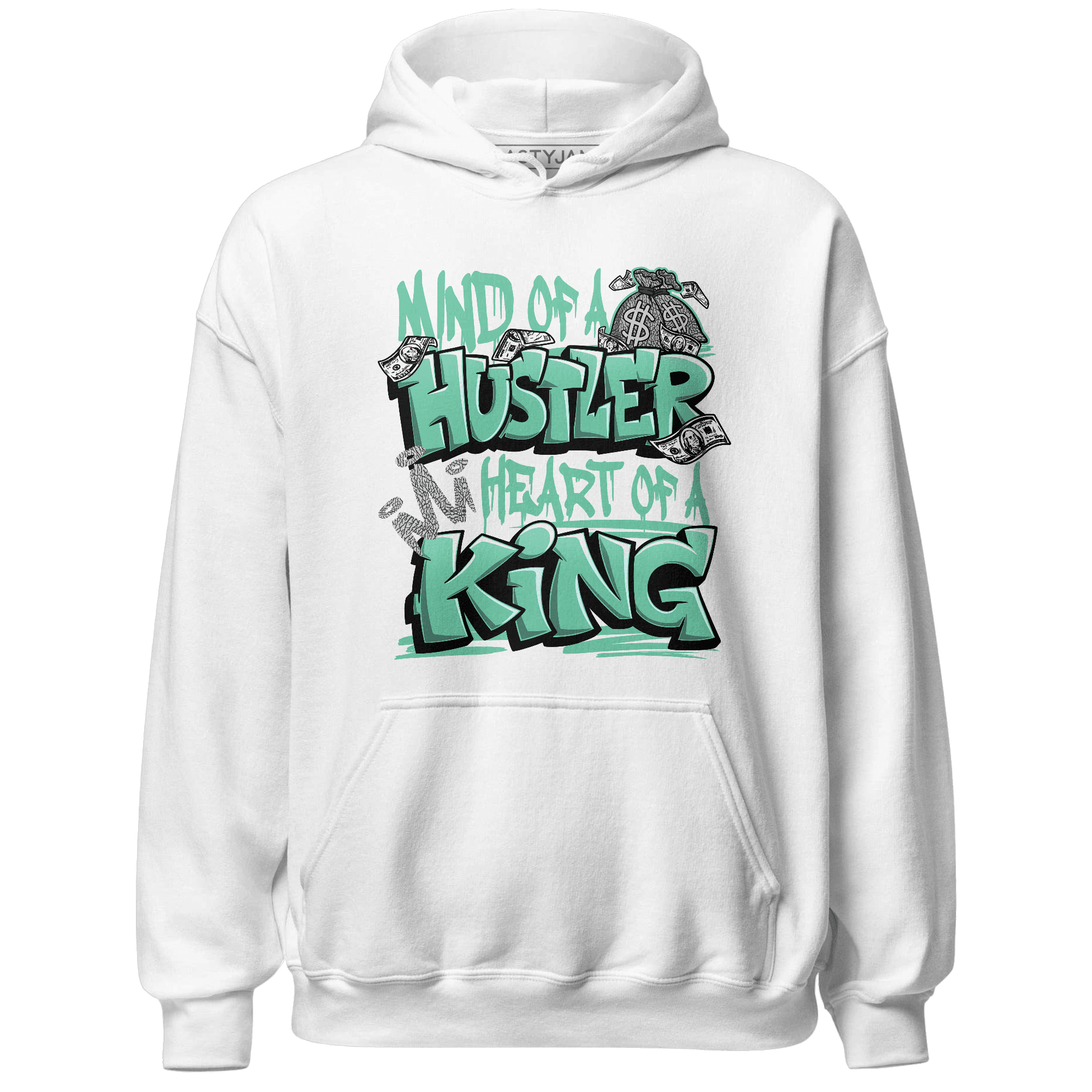 Green Glow 3s Hoodie Match Hustler Heart King - NastyJamz