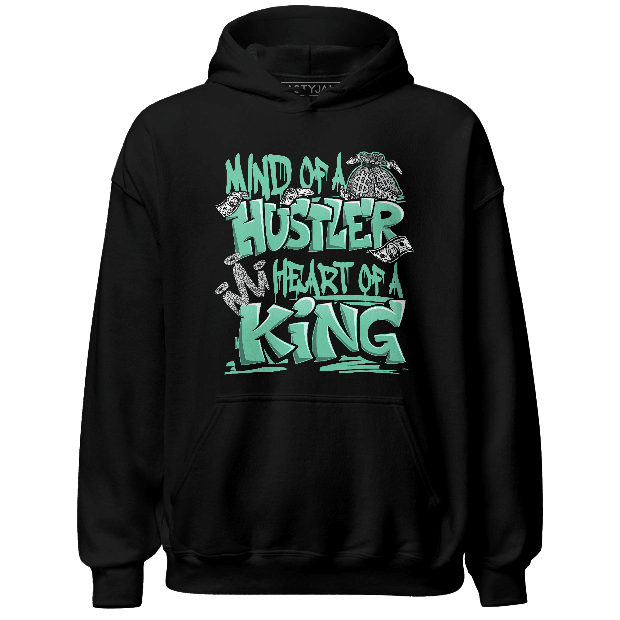Green Glow 3s Hoodie Match Hustler Heart King - NastyJamz
