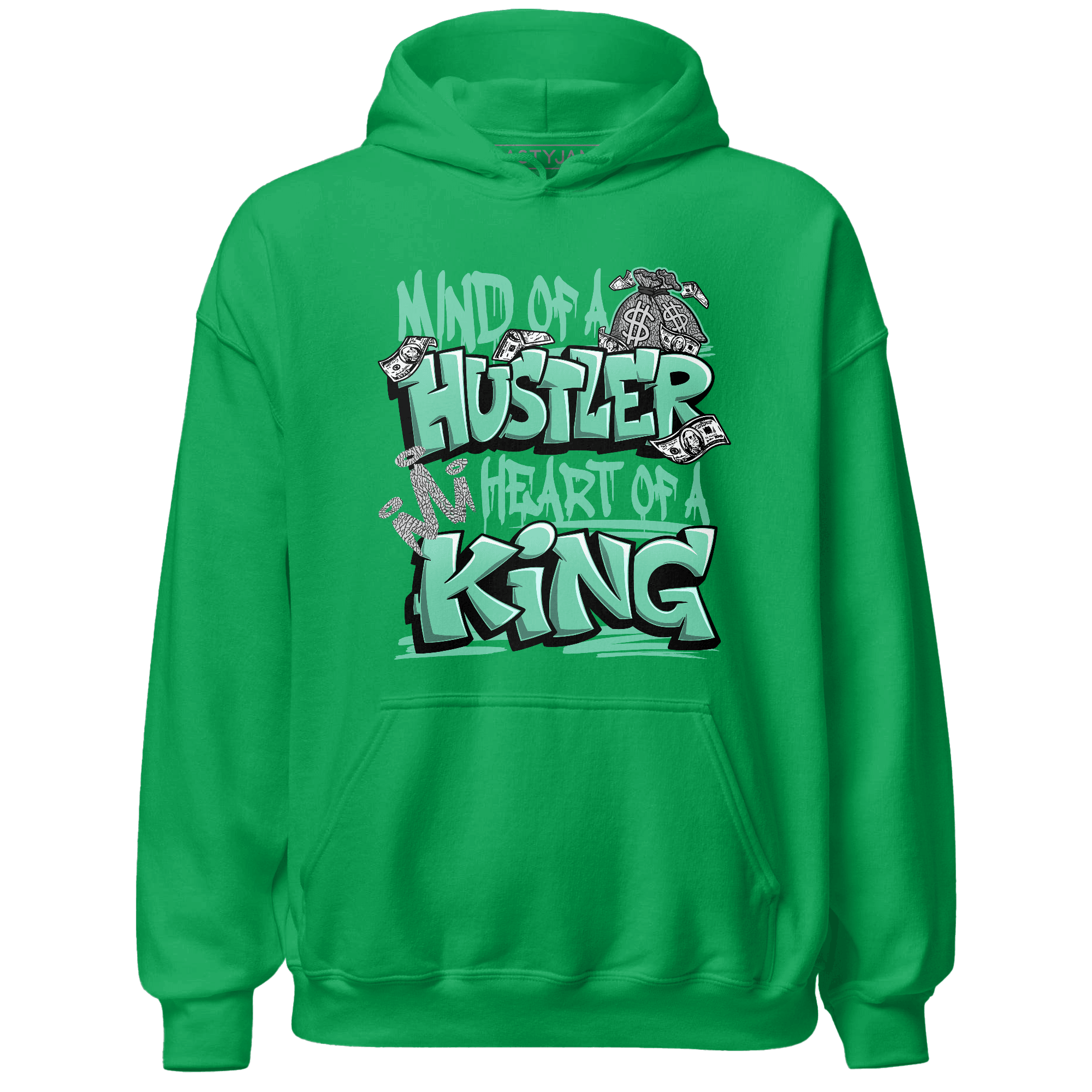 Green Glow 3s Hoodie Match Hustler Heart King - NastyJamz