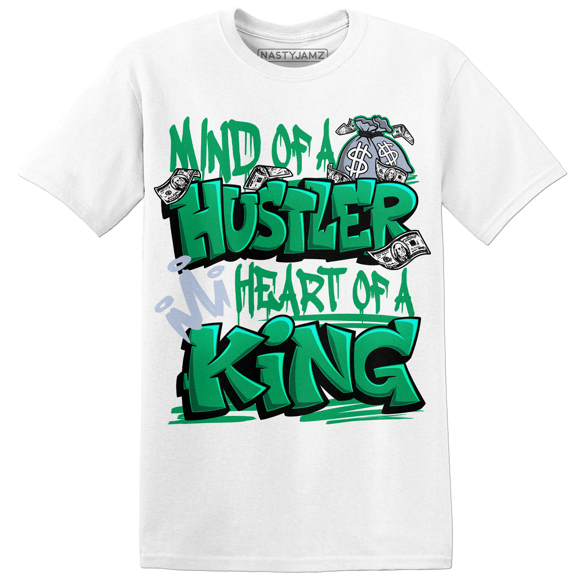 Lucky Green 5s T Shirt Match Hustler Heart King - NastyJamz