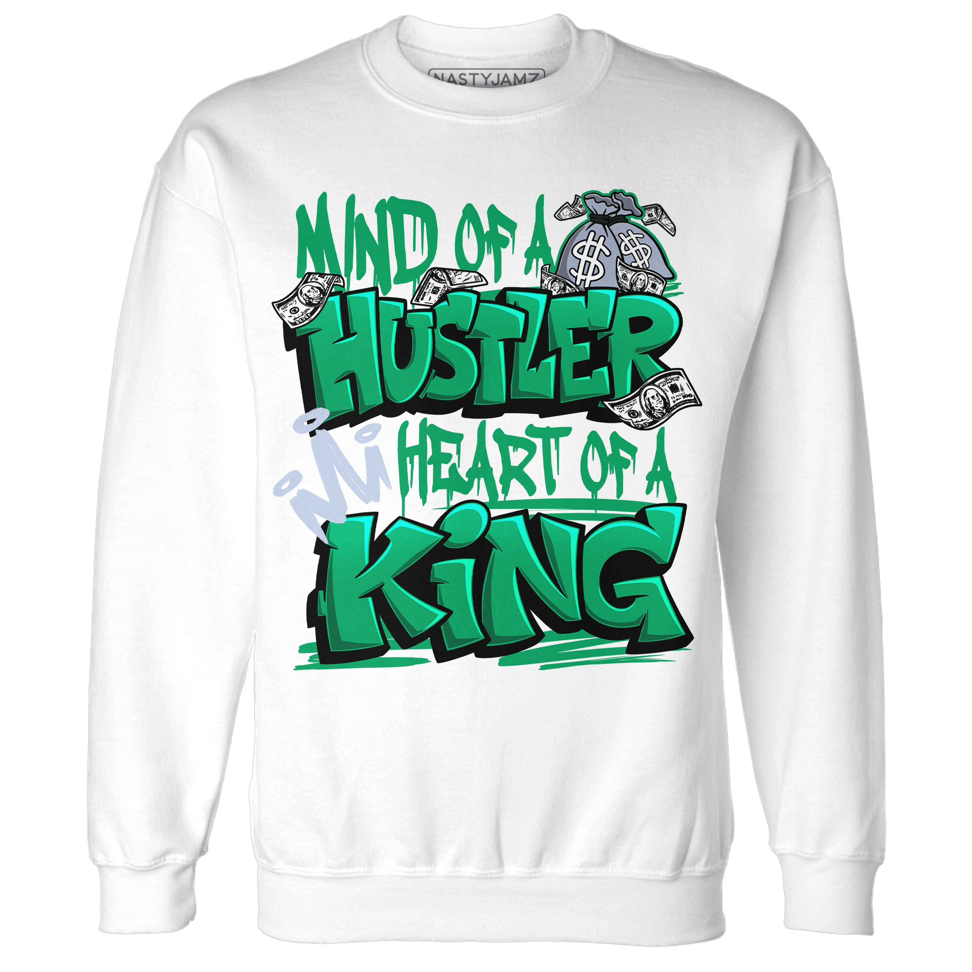 Lucky Green 5s Sweatshirt Match Hustler Heart King - NastyJamz