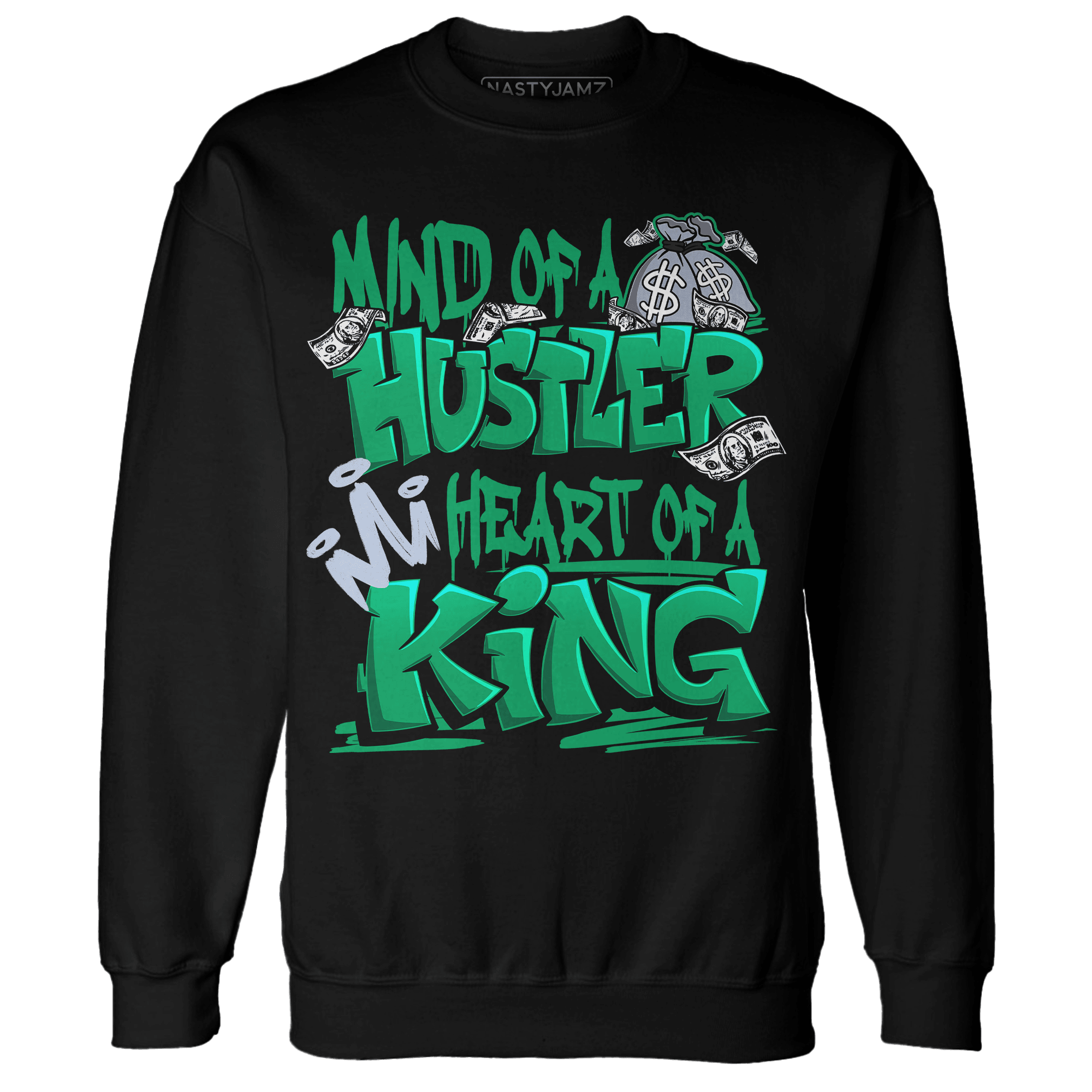 Lucky Green 5s Sweatshirt Match Hustler Heart King - NastyJamz