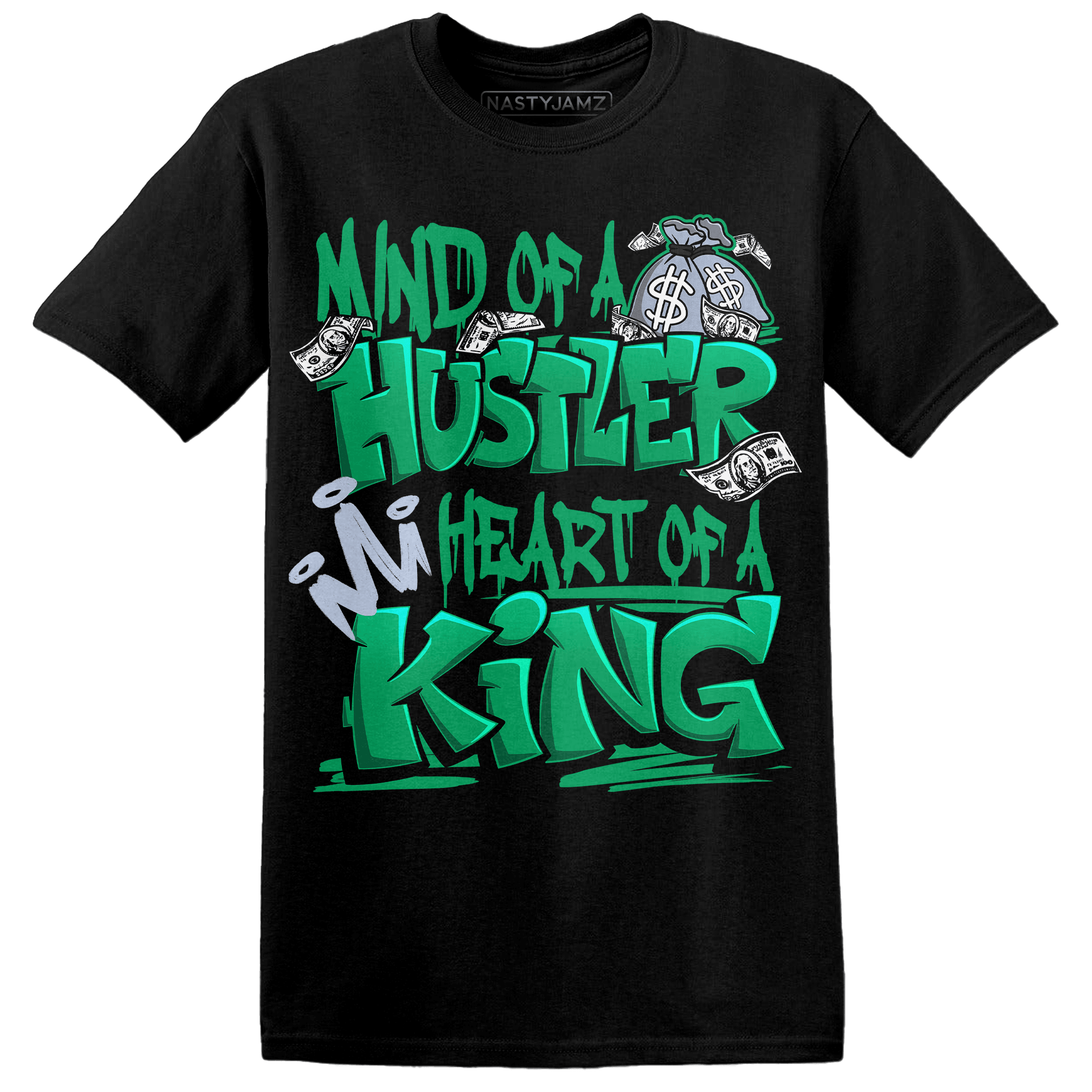 Lucky Green 5s T Shirt Match Hustler Heart King - NastyJamz