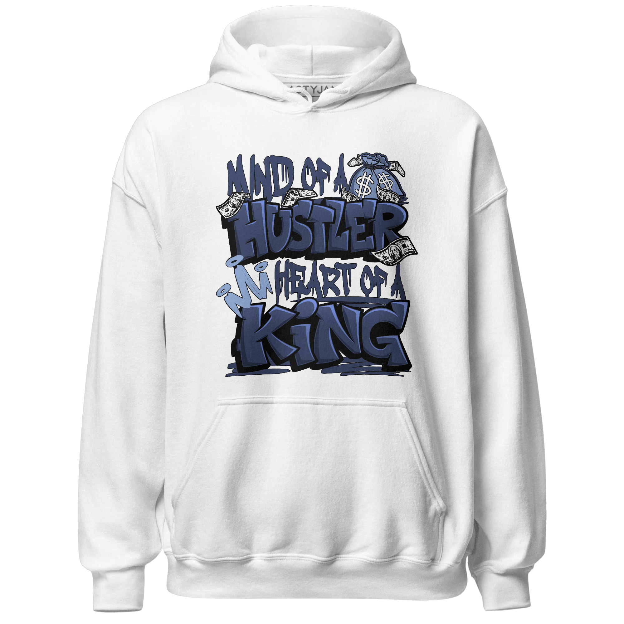 Midnight Navy 5s Hoodie Match Hustler Heart King - NastyJamz