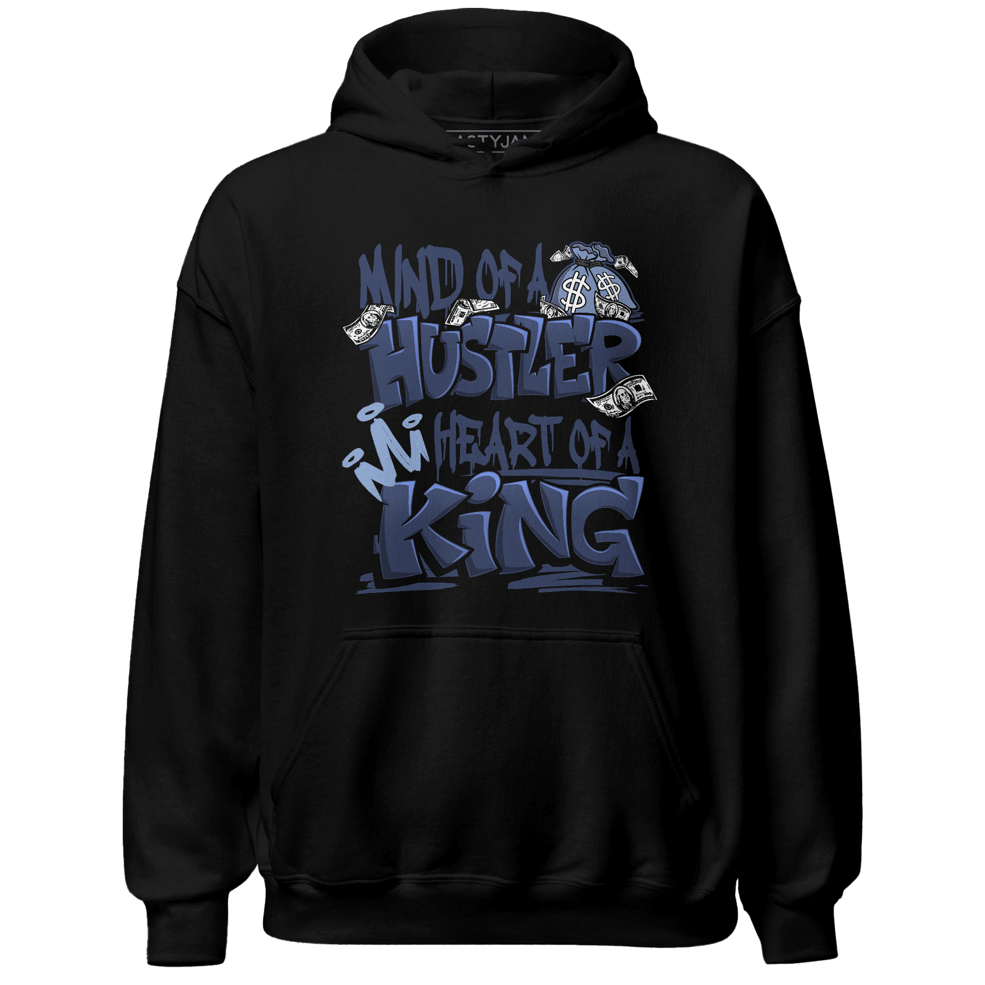 Midnight Navy 5s Hoodie Match Hustler Heart King - NastyJamz