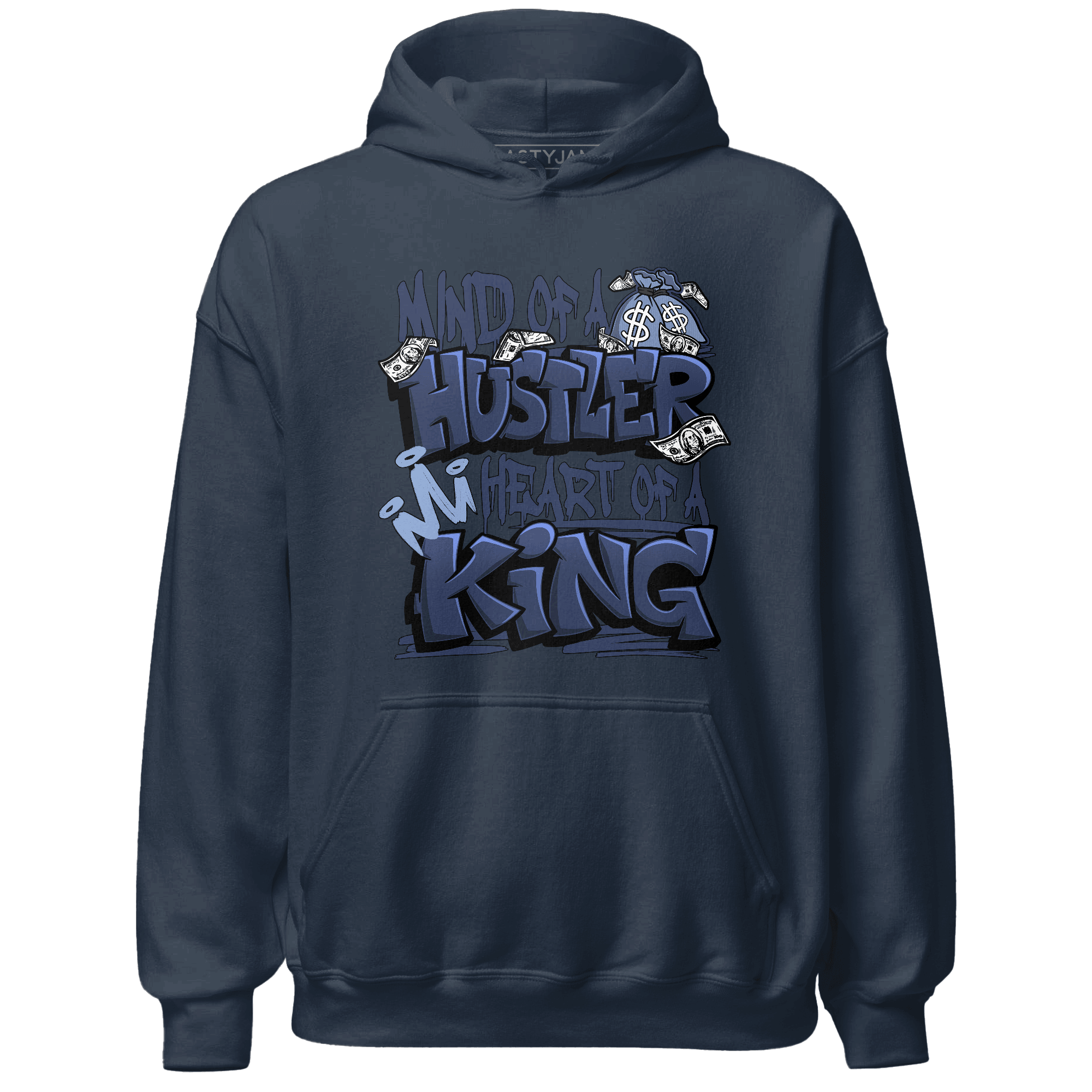 Midnight Navy 5s Hoodie Match Hustler Heart King - NastyJamz