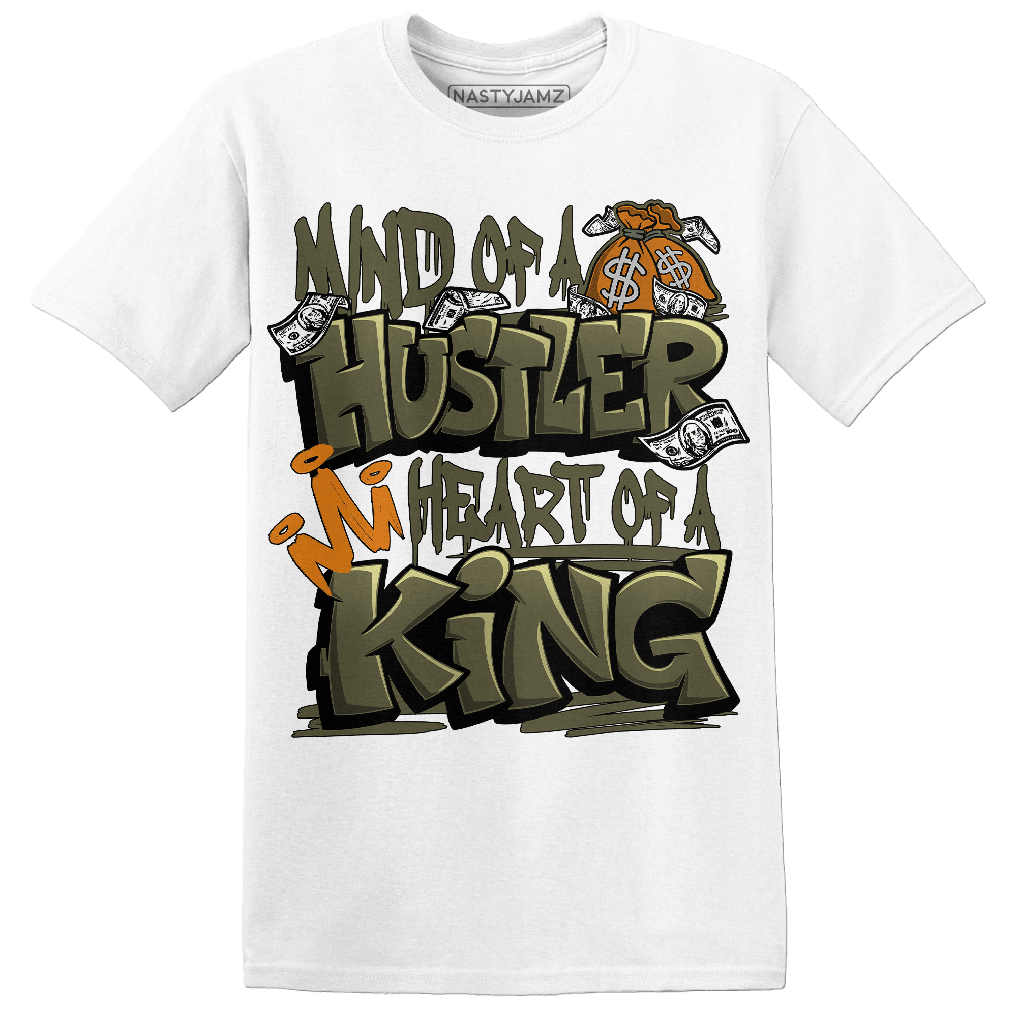 Olive 5s T Shirt Match Hustler Heart King - NastyJamz