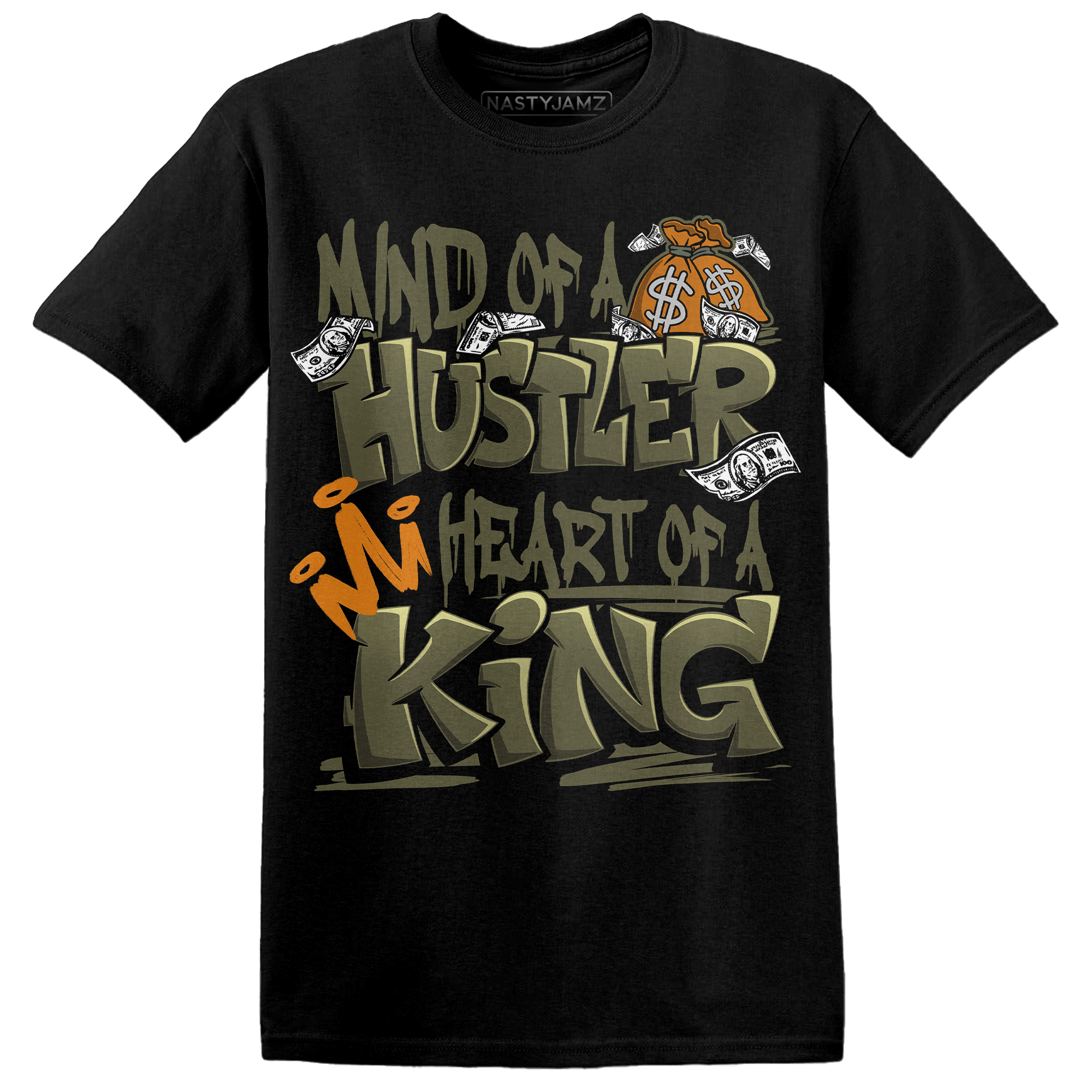 Olive 5s T Shirt Match Hustler Heart King - NastyJamz