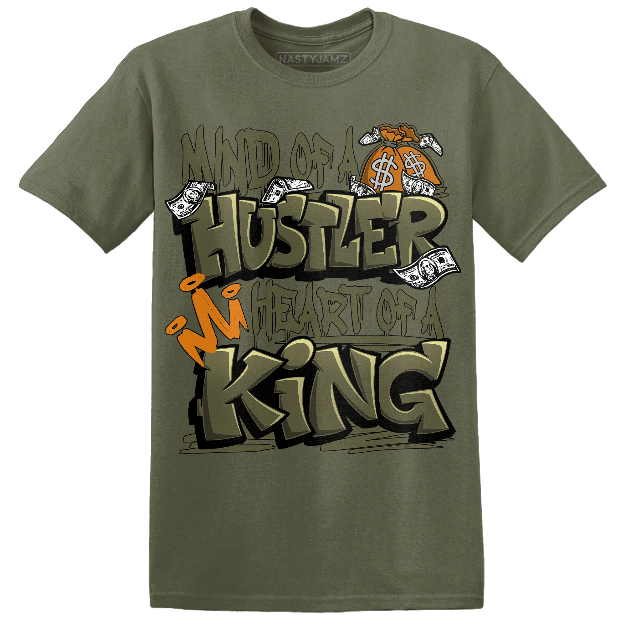 Olive 5s T Shirt Match Hustler Heart King - NastyJamz