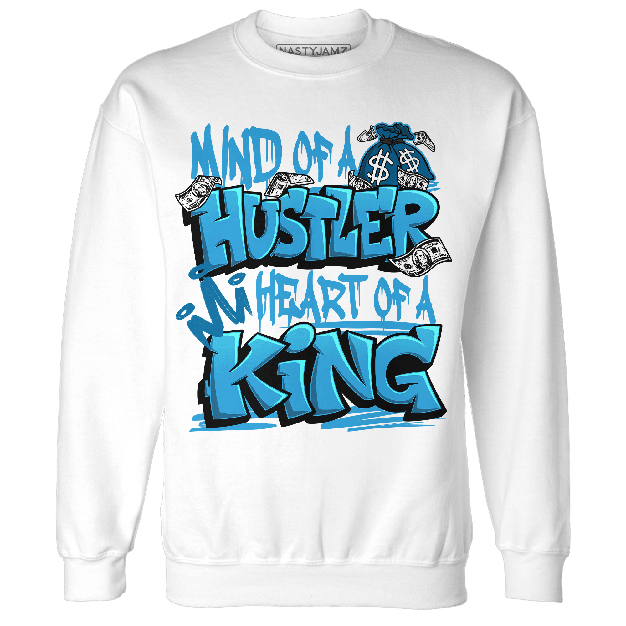 Powder Blue 9s Sweatshirt Match Hustler Heart King - NastyJamz