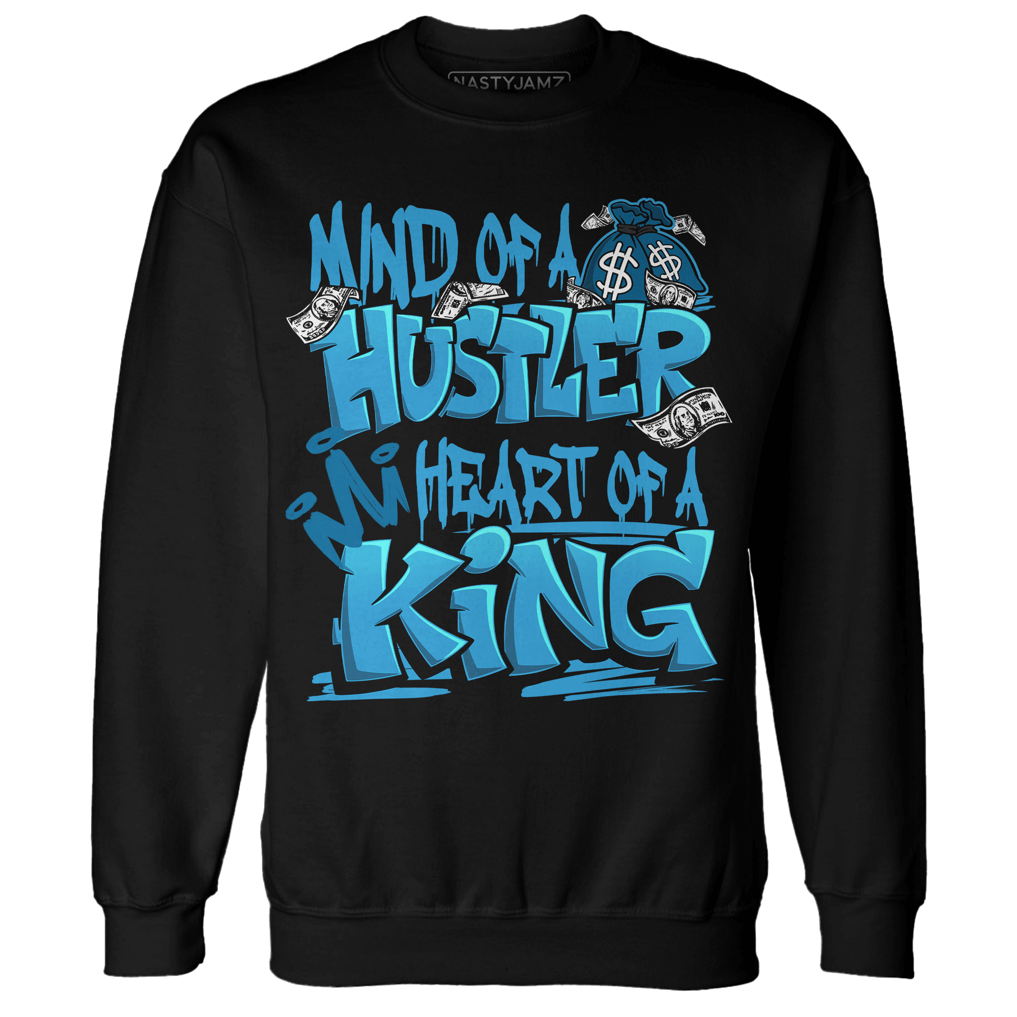 Powder Blue 9s Sweatshirt Match Hustler Heart King - NastyJamz