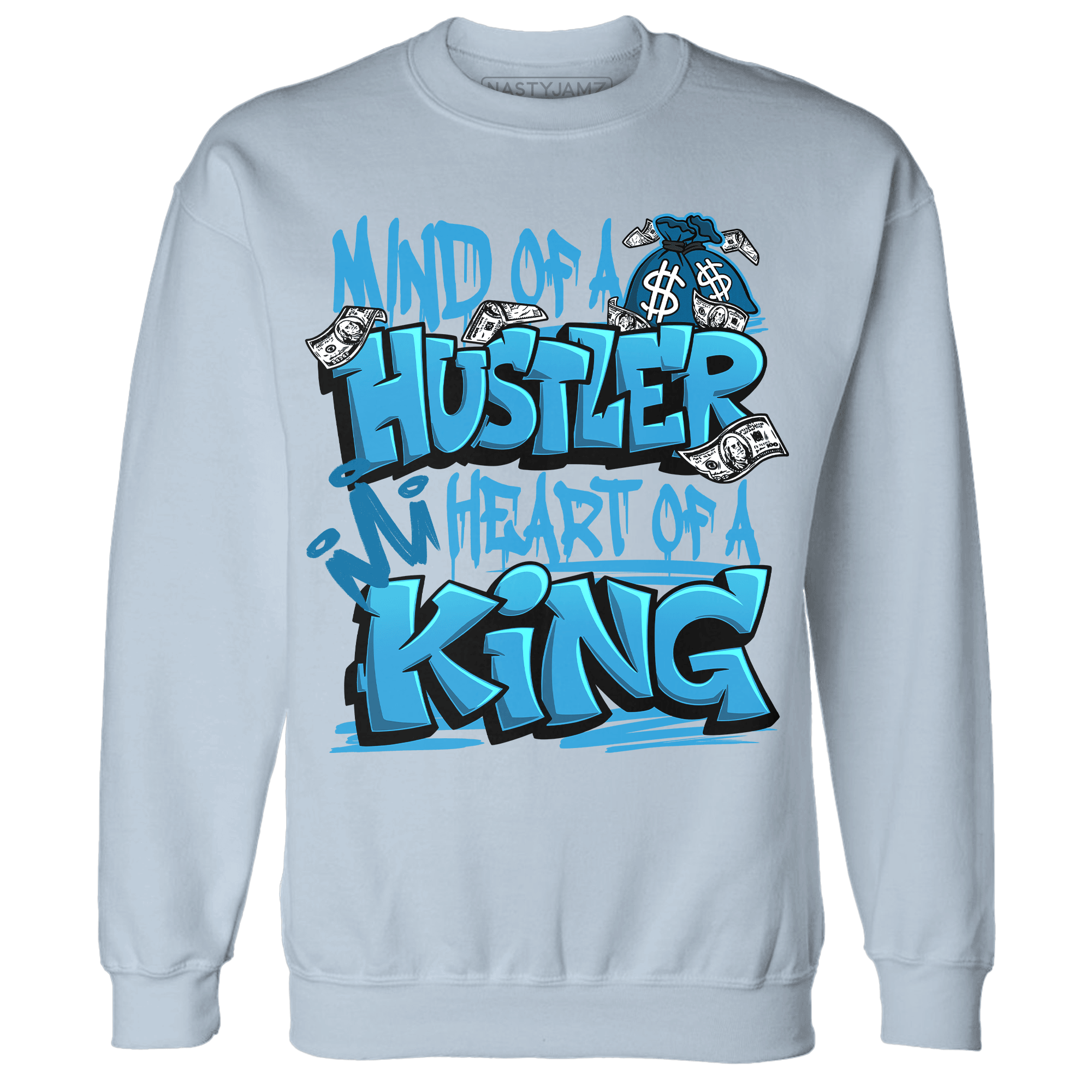 Powder Blue 9s Sweatshirt Match Hustler Heart King - NastyJamz