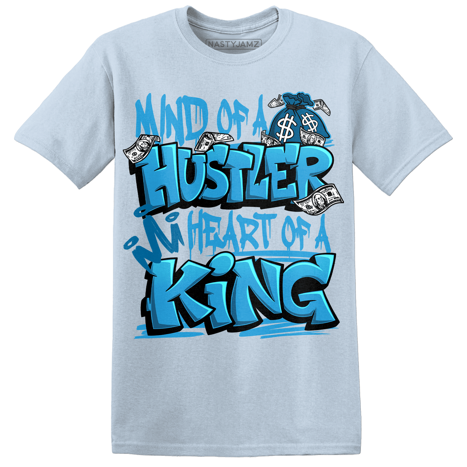 Powder Blue 9s T Shirt Match Hustler Heart King - NastyJamz