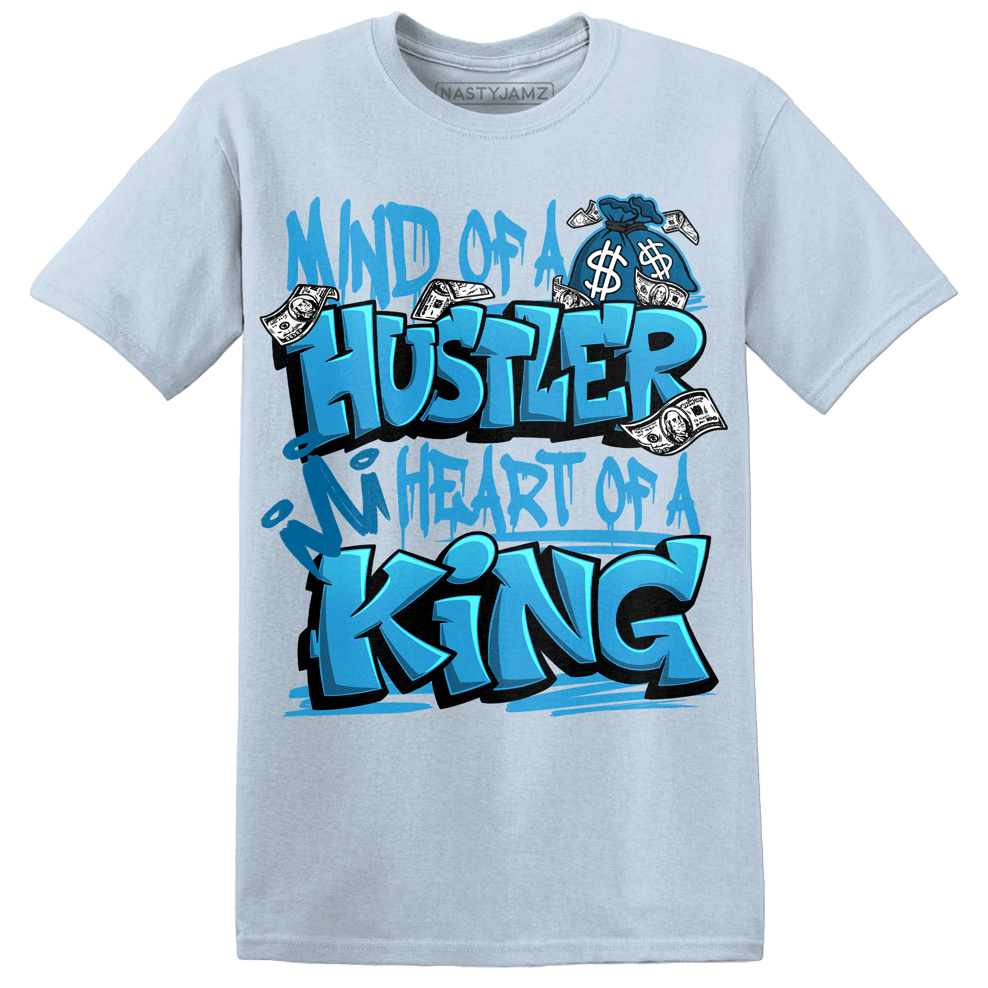 Powder Blue 9s T Shirt Match Hustler Heart King - NastyJamz