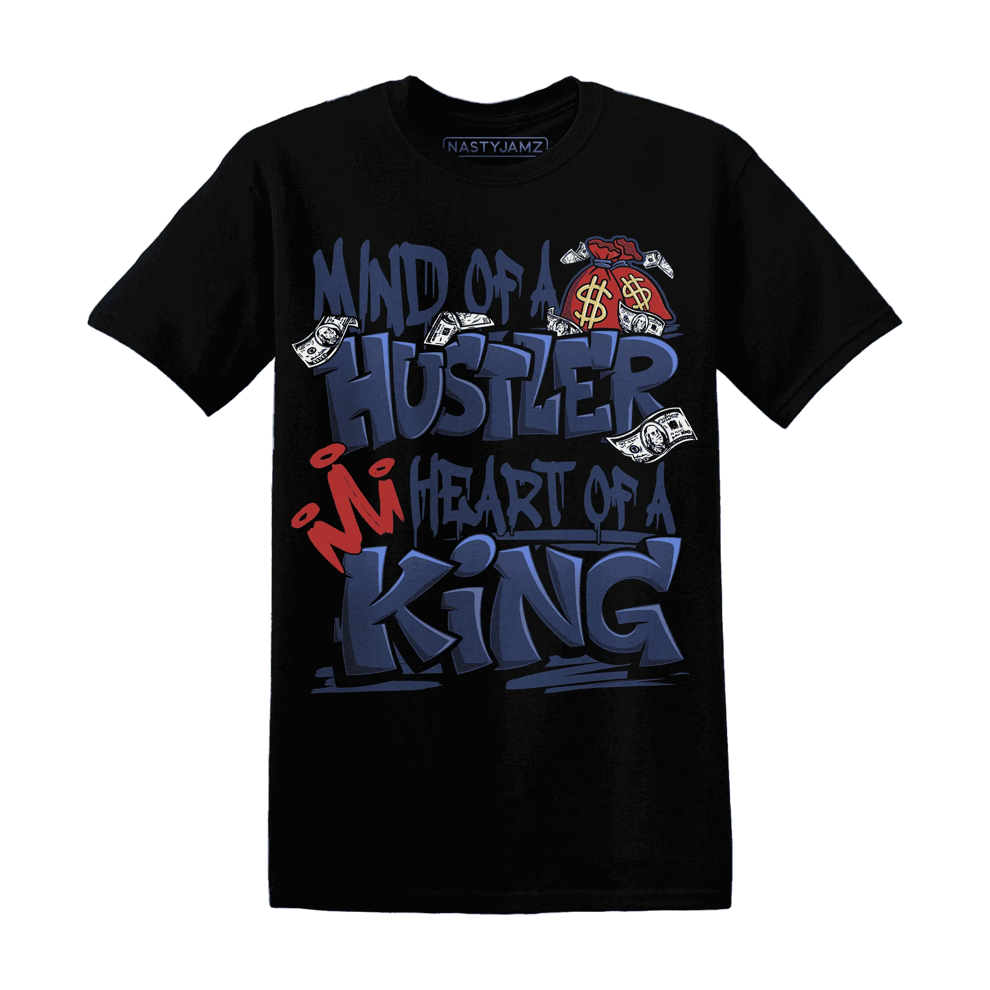 VaporMax-Air-Plus-Midnight-Navy-Gold-Black-NastyJamz-T-Shirt-Match-Hustler-Heart-King
