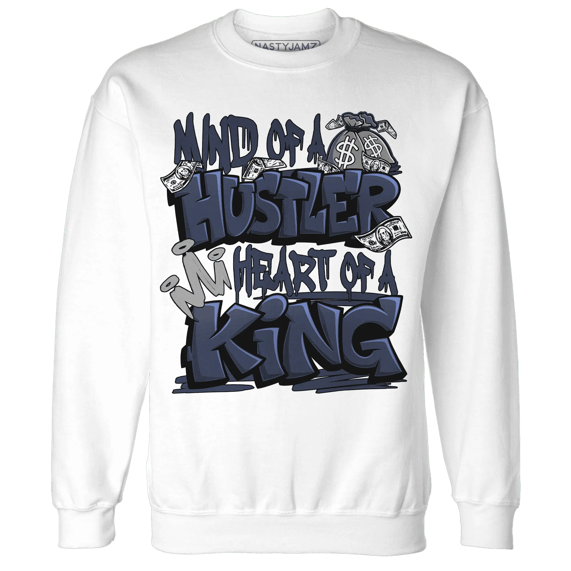 VaporMax-Plus-Midnight-Navy-White-Metallic-Silver-NastyJamz-Sweatshirt-Match-Hustler-Heart-King