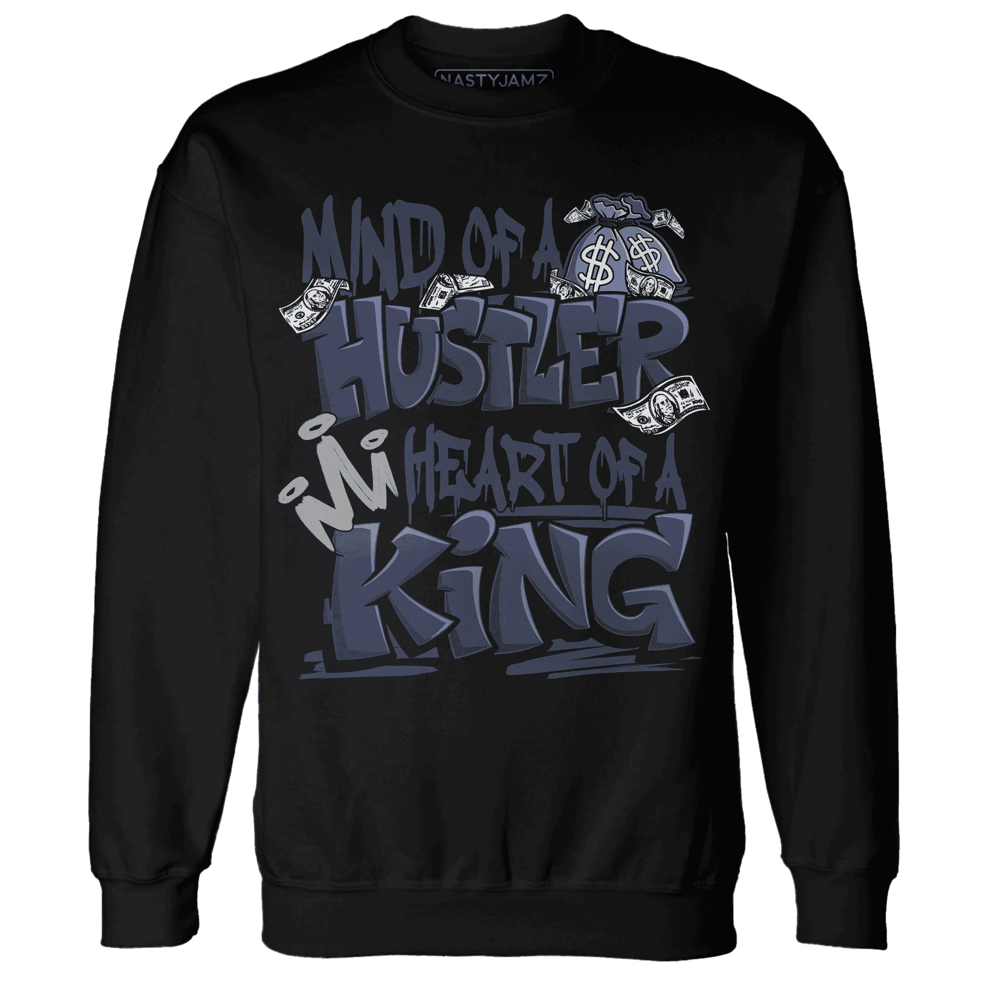 VaporMax-Plus-Midnight-Navy-White-Metallic-Silver-NastyJamz-Sweatshirt-Match-Hustler-Heart-King