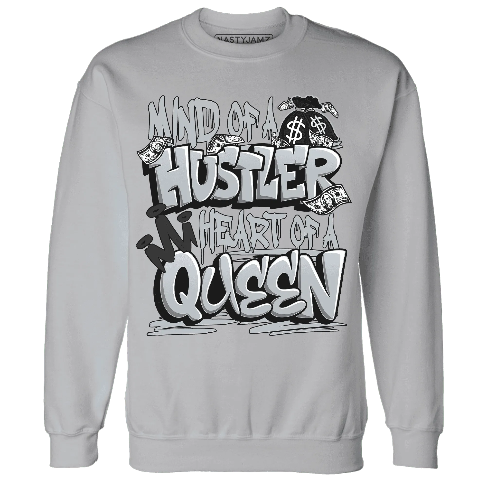 NastyJamz-Wolf-Grey-12s-Sweatshirt-Match-Hustler-Heart-Queen