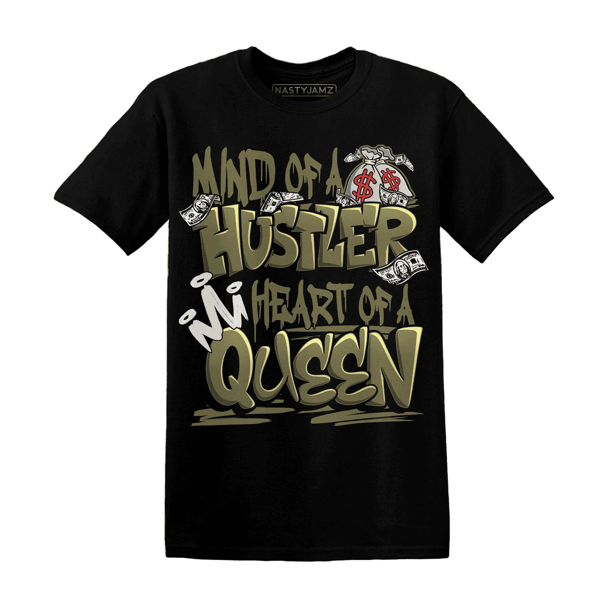 NastyJamz-Medium-Olive-1s-T-Shirt-Match-Hustler-Heart-Queen