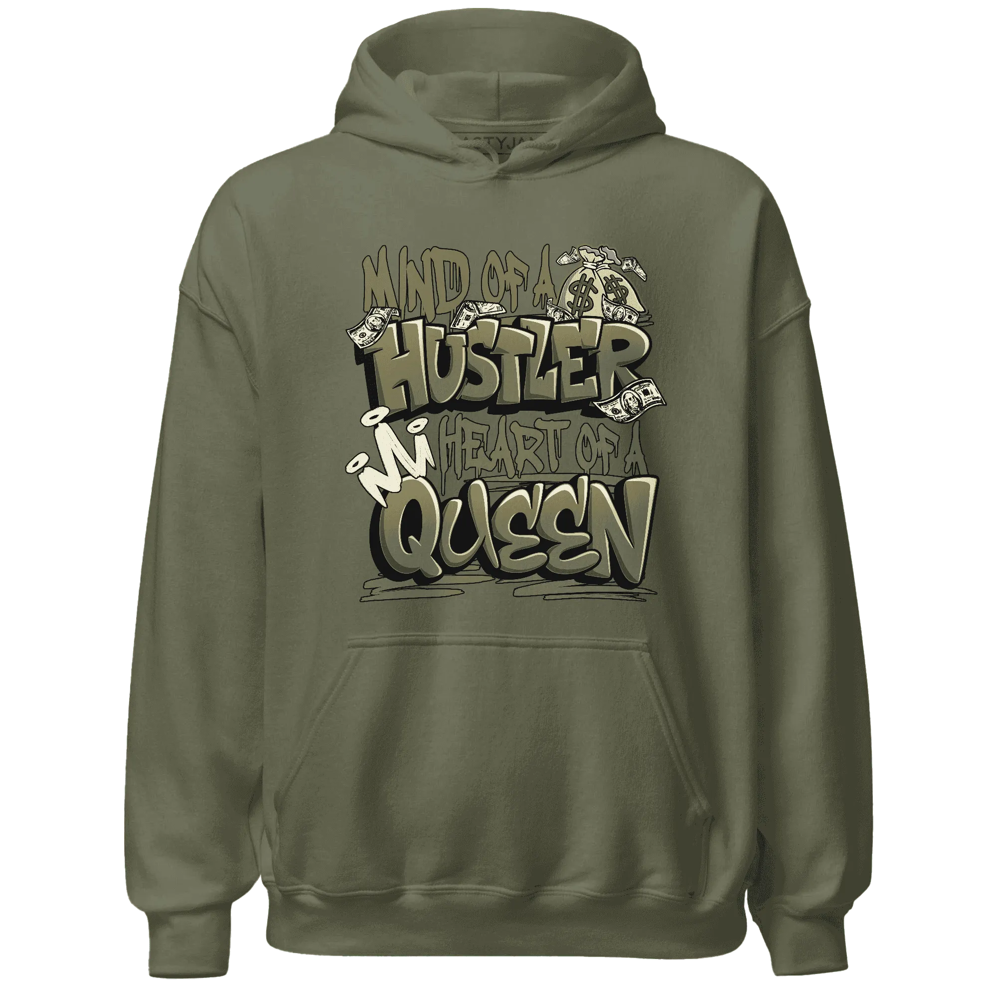NastyJamz-Medium-Olive-1s-Hoodie-Match-Hustler-Heart-Queen