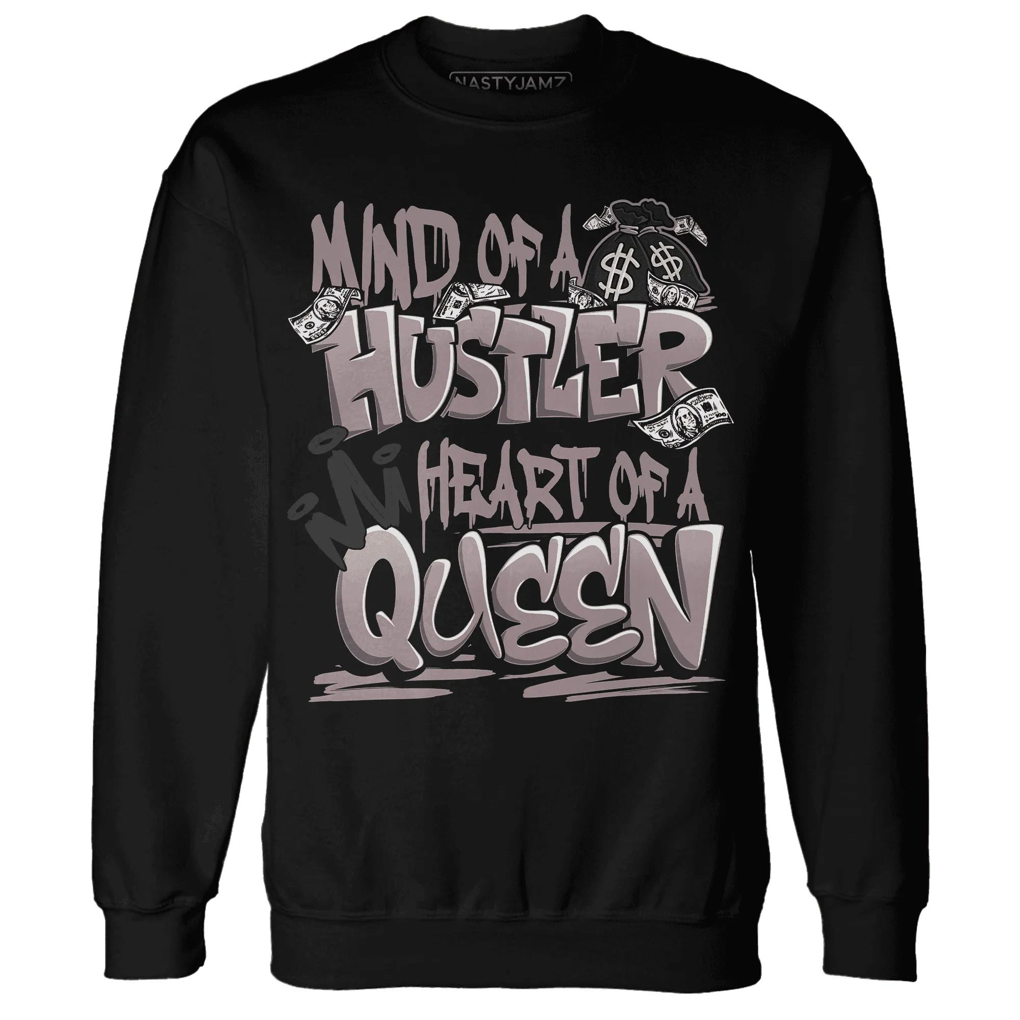 NastyJamz-Black-Violet-Ore-3s-Sweatshirt-Match-Hustler-Heart-Queen