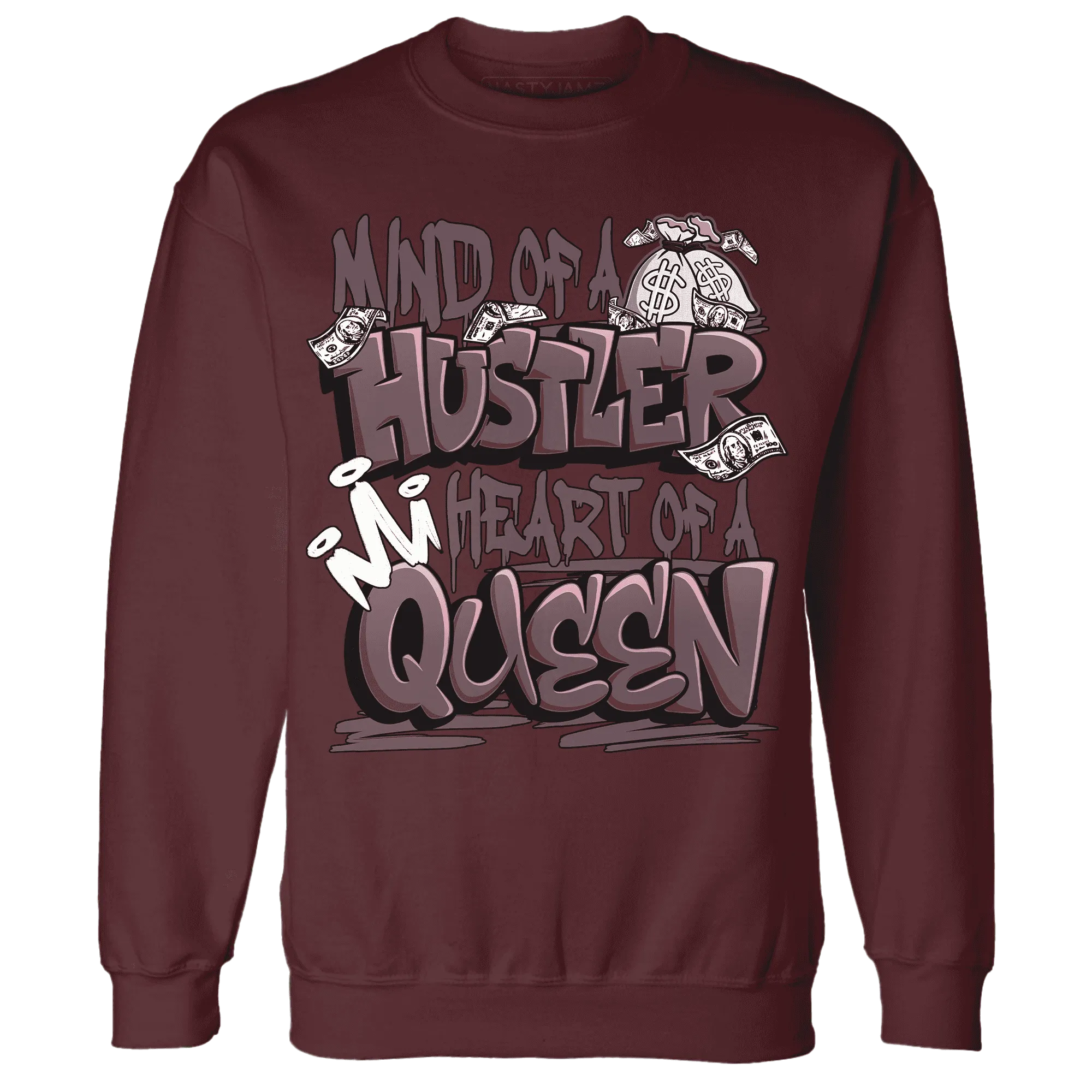 NastyJamz-Burgundy-Crush-3s-Sweatshirt-Match-Hustler-Heart-Queen