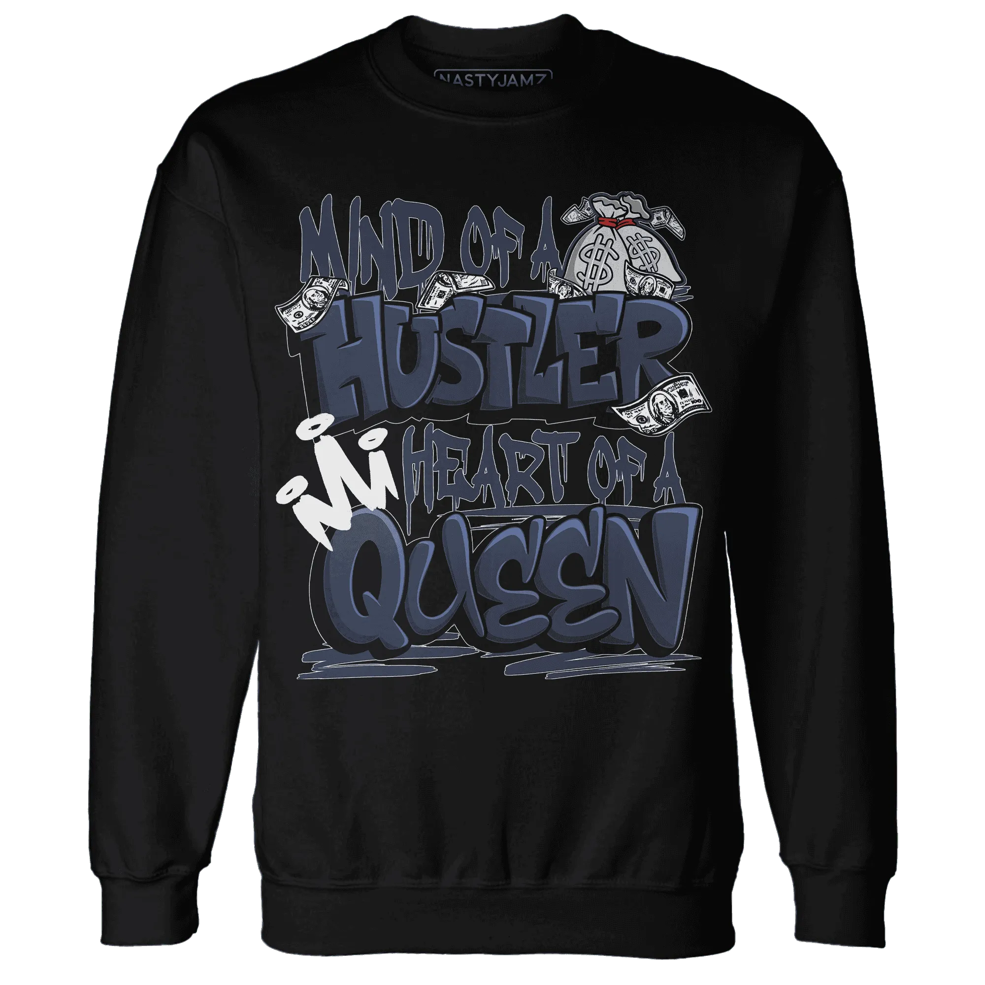 White-Navy-6s-Sweatshirt-Match-Hustler-Heart-Queen