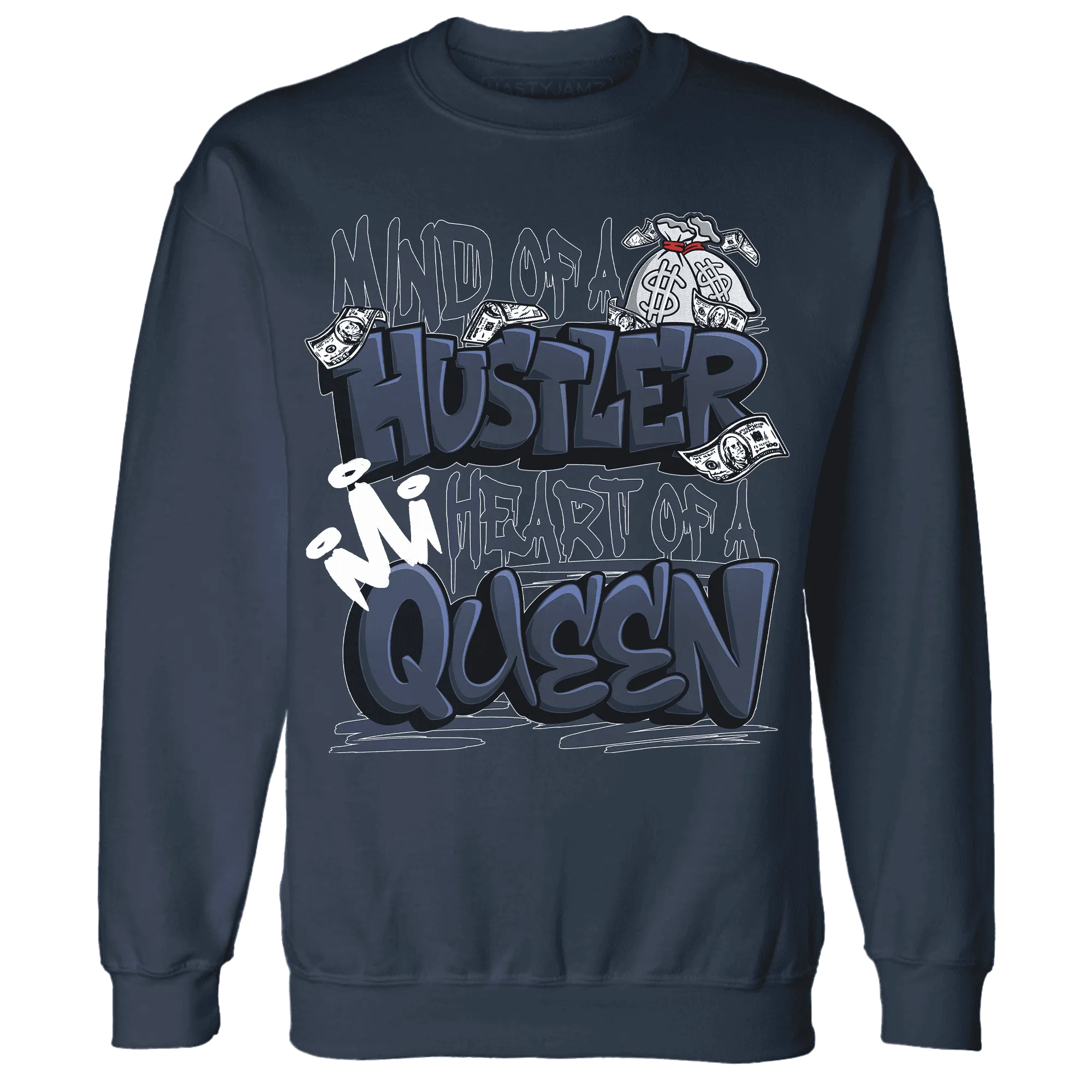 White-Navy-6s-Sweatshirt-Match-Hustler-Heart-Queen