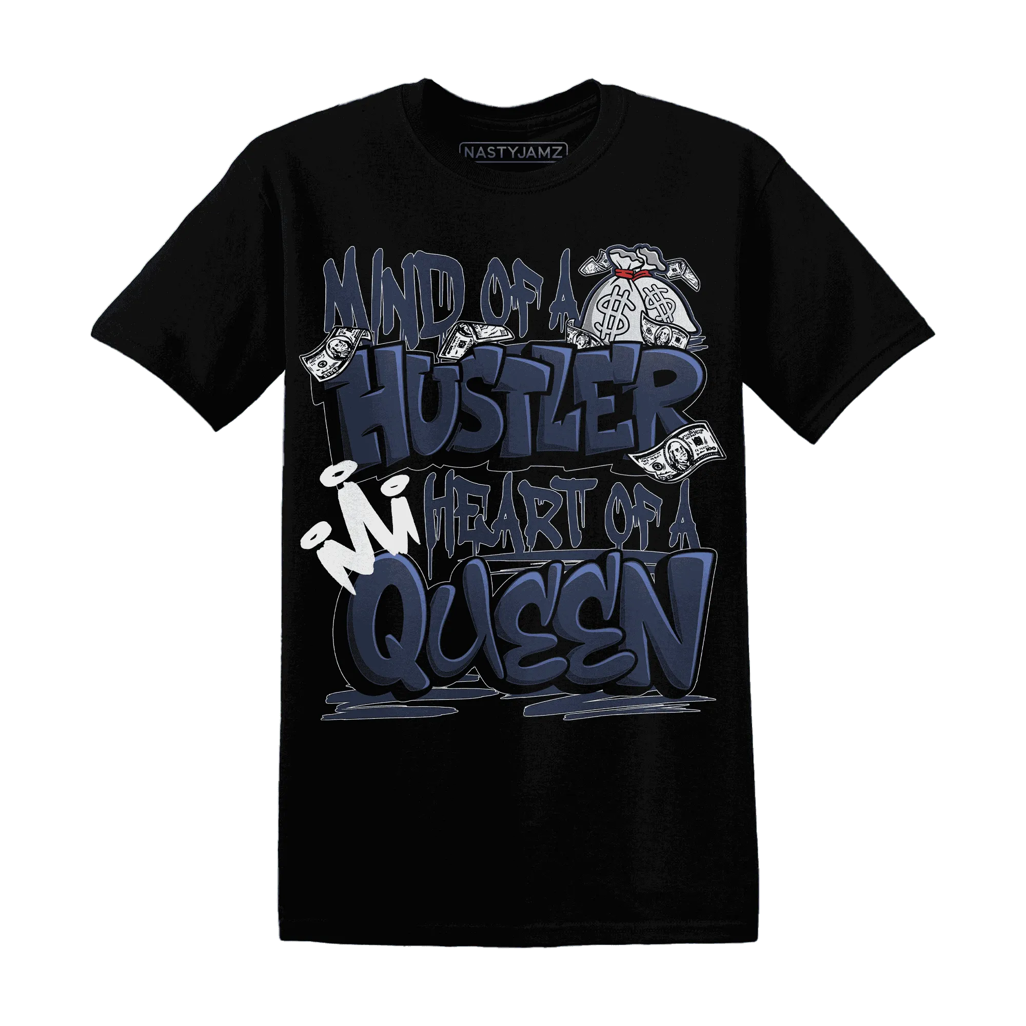 White-Navy-6s-T-Shirt-Match-Hustler-Heart-Queen
