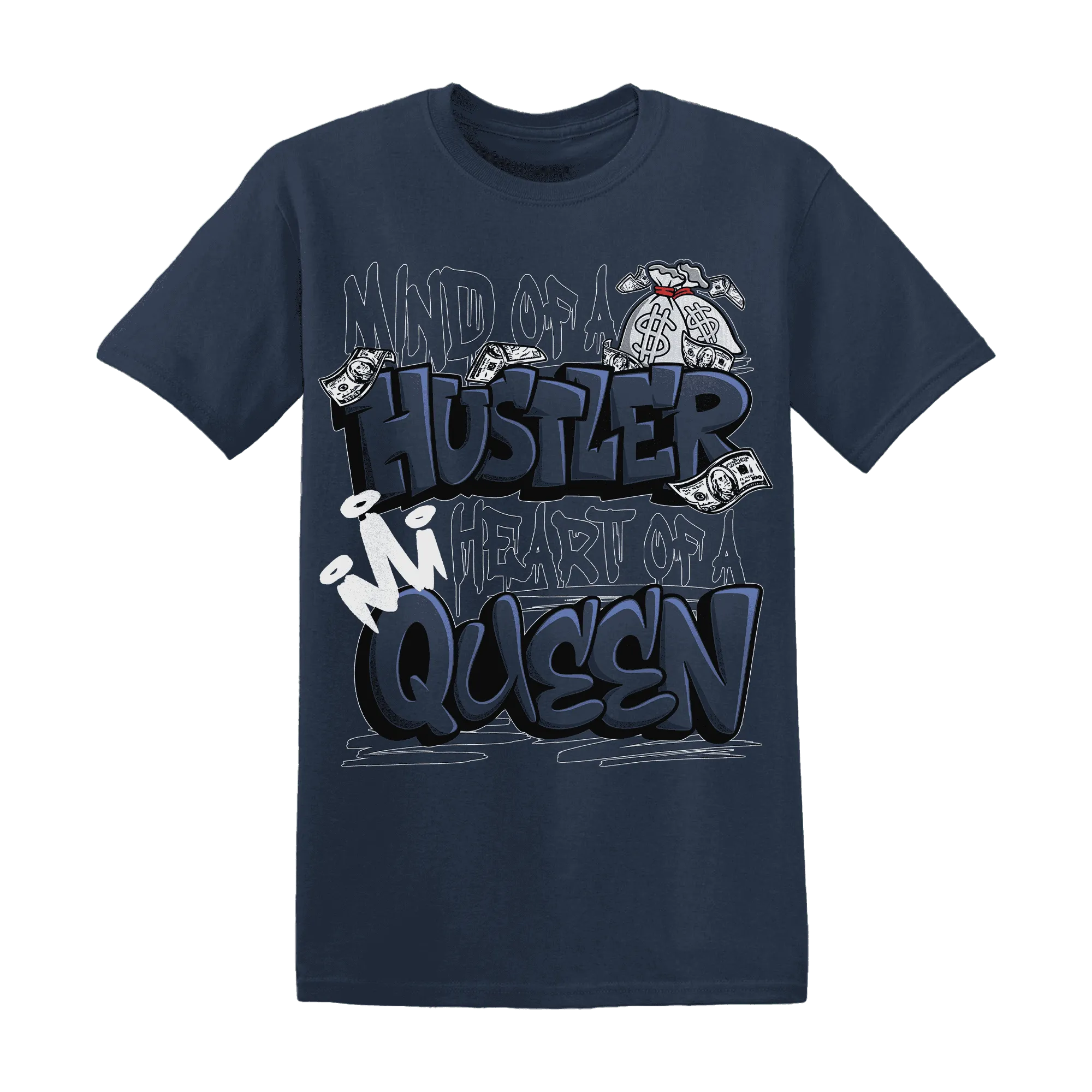 White-Navy-6s-T-Shirt-Match-Hustler-Heart-Queen