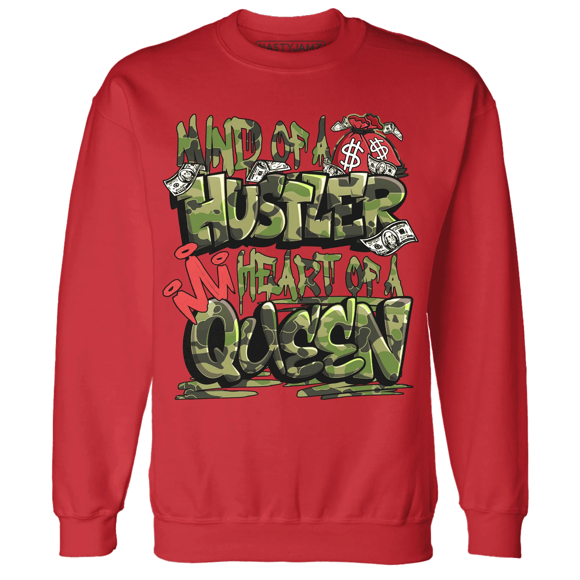 AM-90-Dark-Sage-Solar-Red-NastyJamz-Sweatshirt-Match-Hustler-Heart-Queen