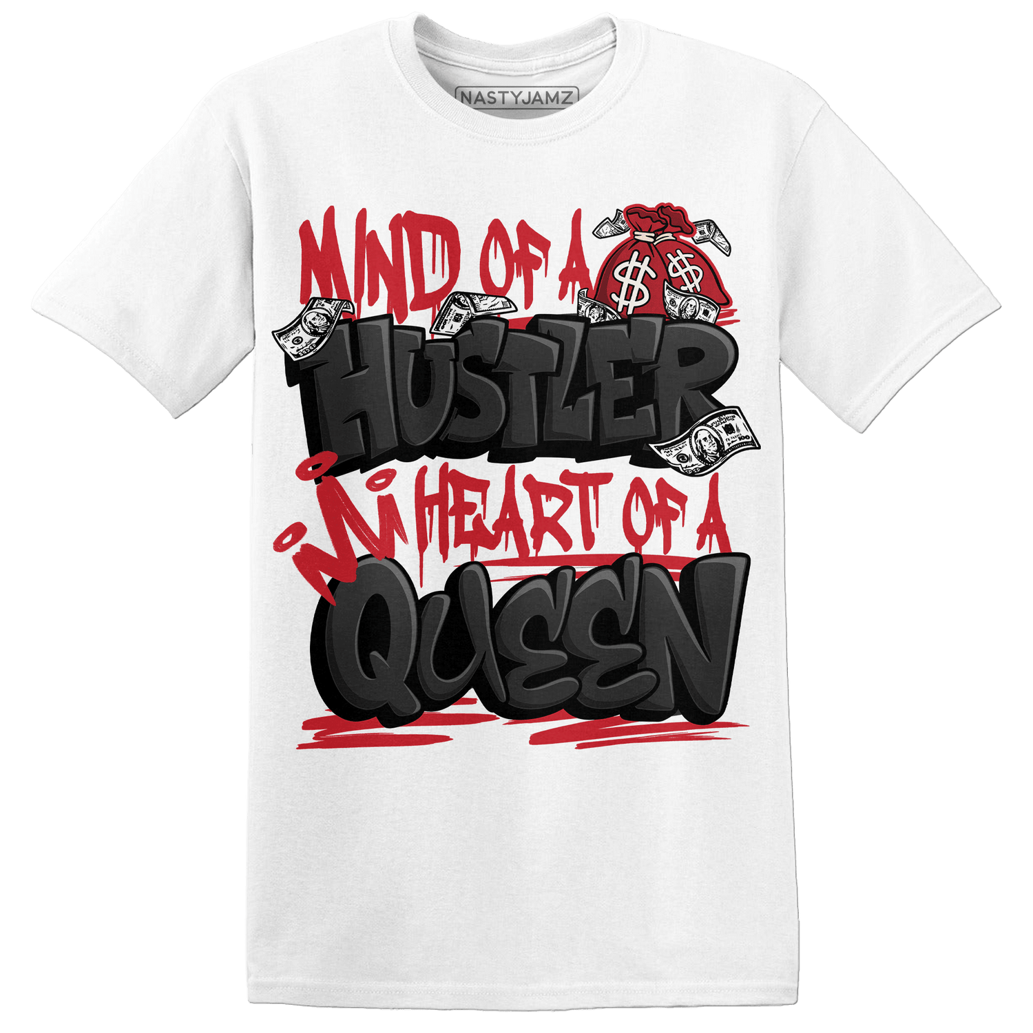 Jumman Jack Universityy Red T Shirt Match Hustler Heart Queen - NastyJamz