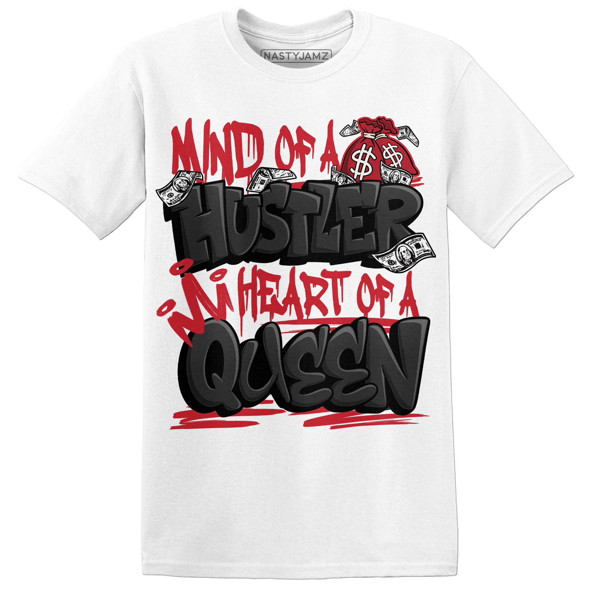 Jumman Jack Universityy Red T Shirt Match Hustler Heart Queen - NastyJamz