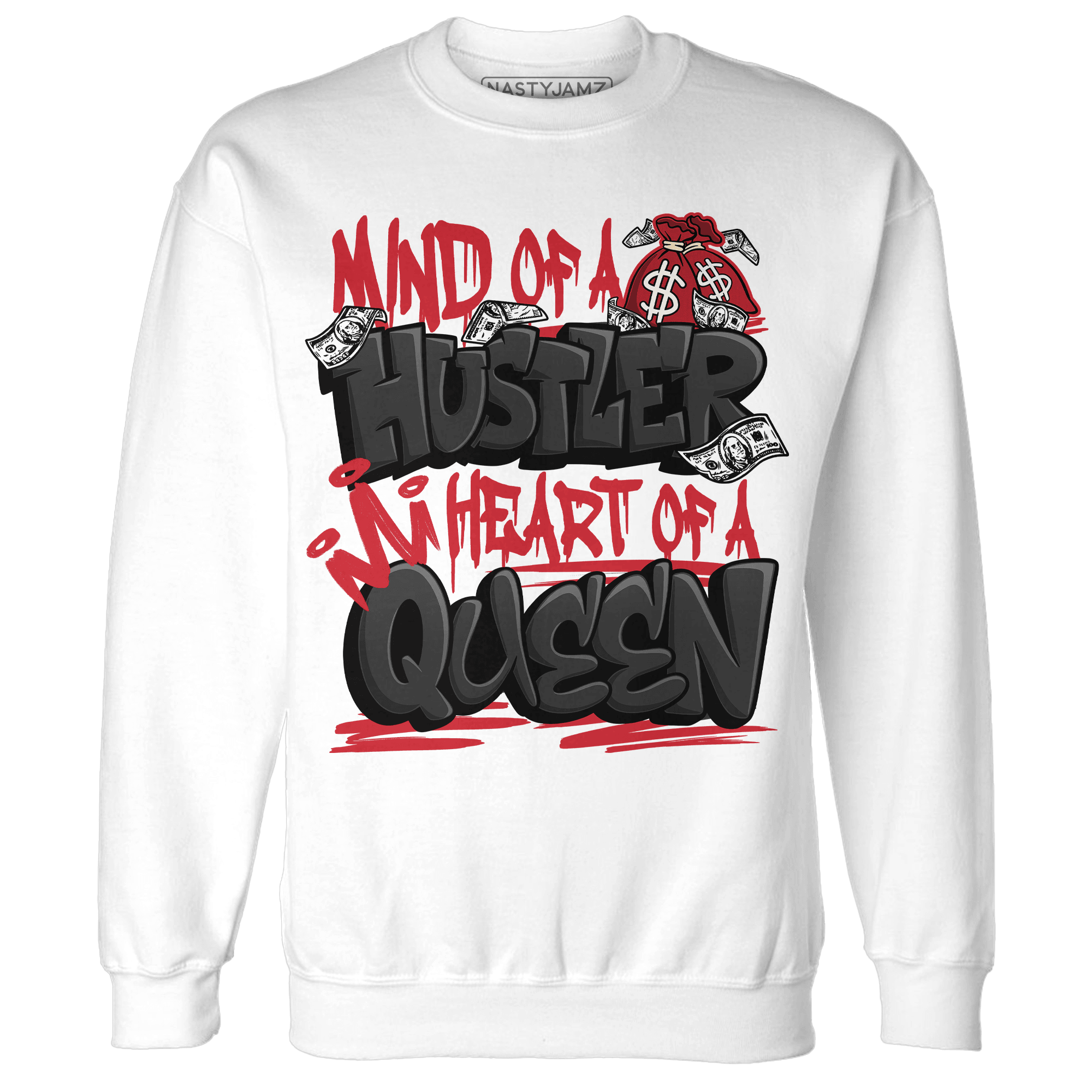 Jumman Jack Universityy Red Sweatshirt Match Hustler Heart Queen - NastyJamz
