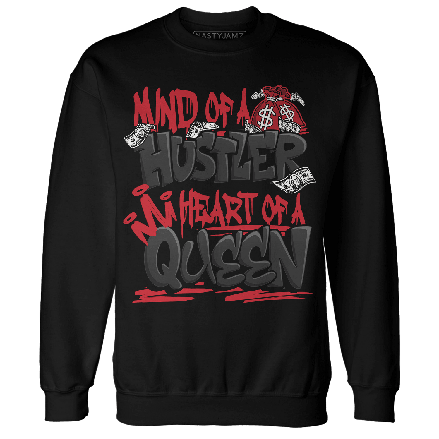 Jumman Jack Universityy Red Sweatshirt Match Hustler Heart Queen - NastyJamz