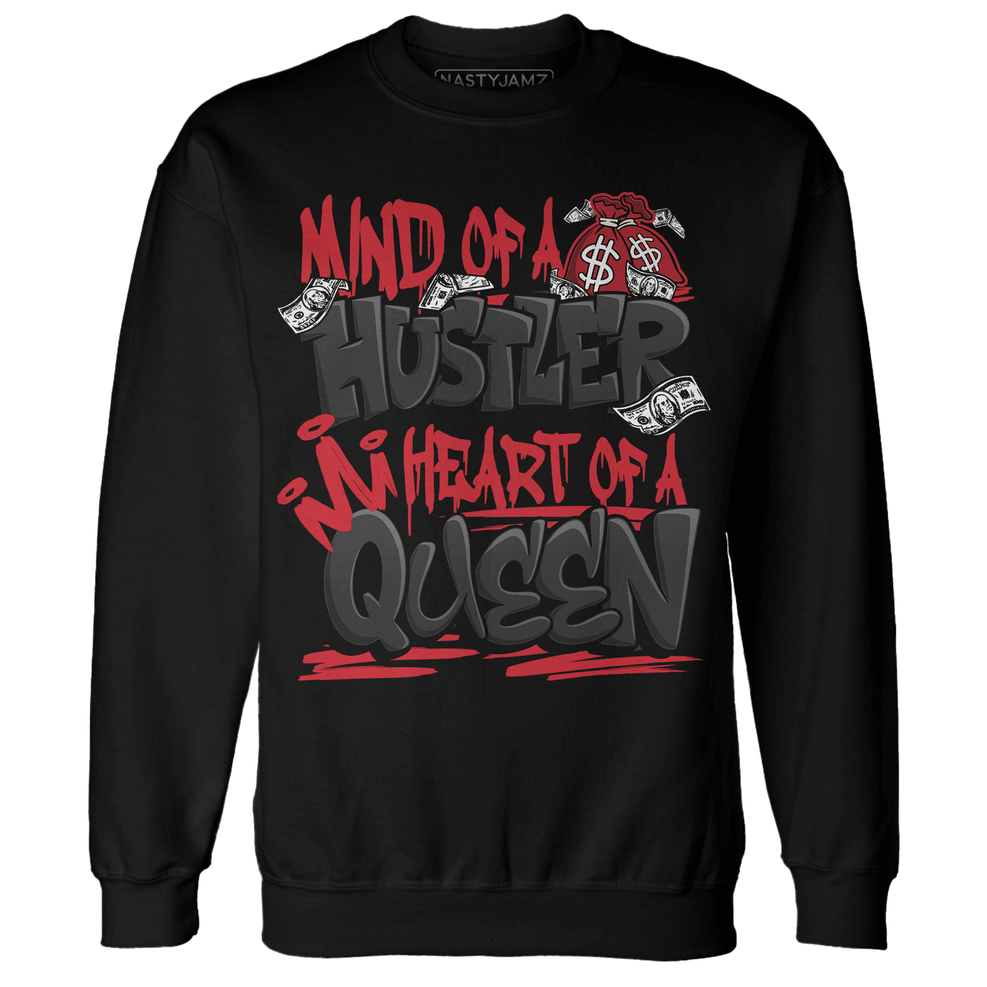 Jumman Jack Universityy Red Sweatshirt Match Hustler Heart Queen - NastyJamz