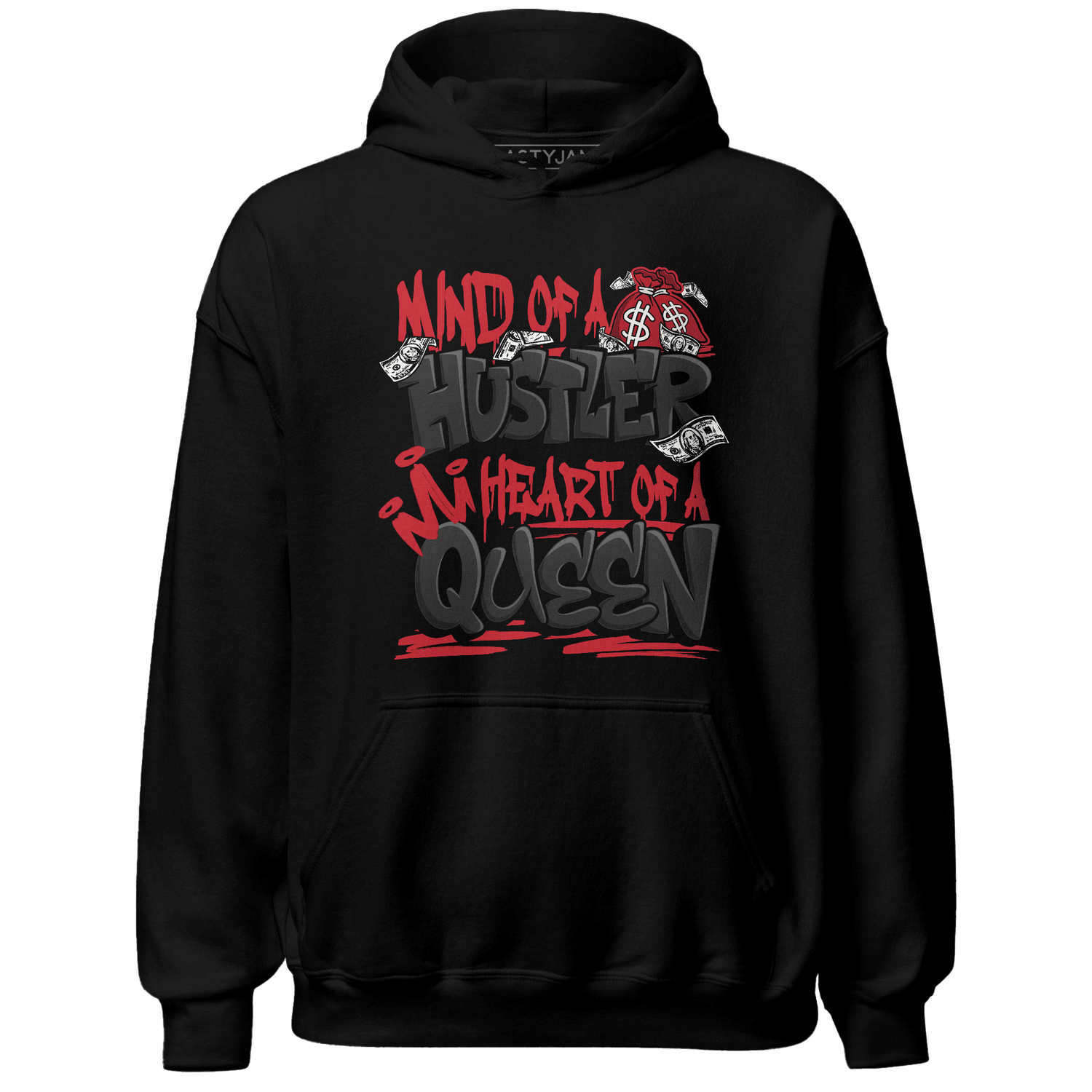 Jumman Jack Universityy Red Hoodie Match Hustler Heart Queen - NastyJamz