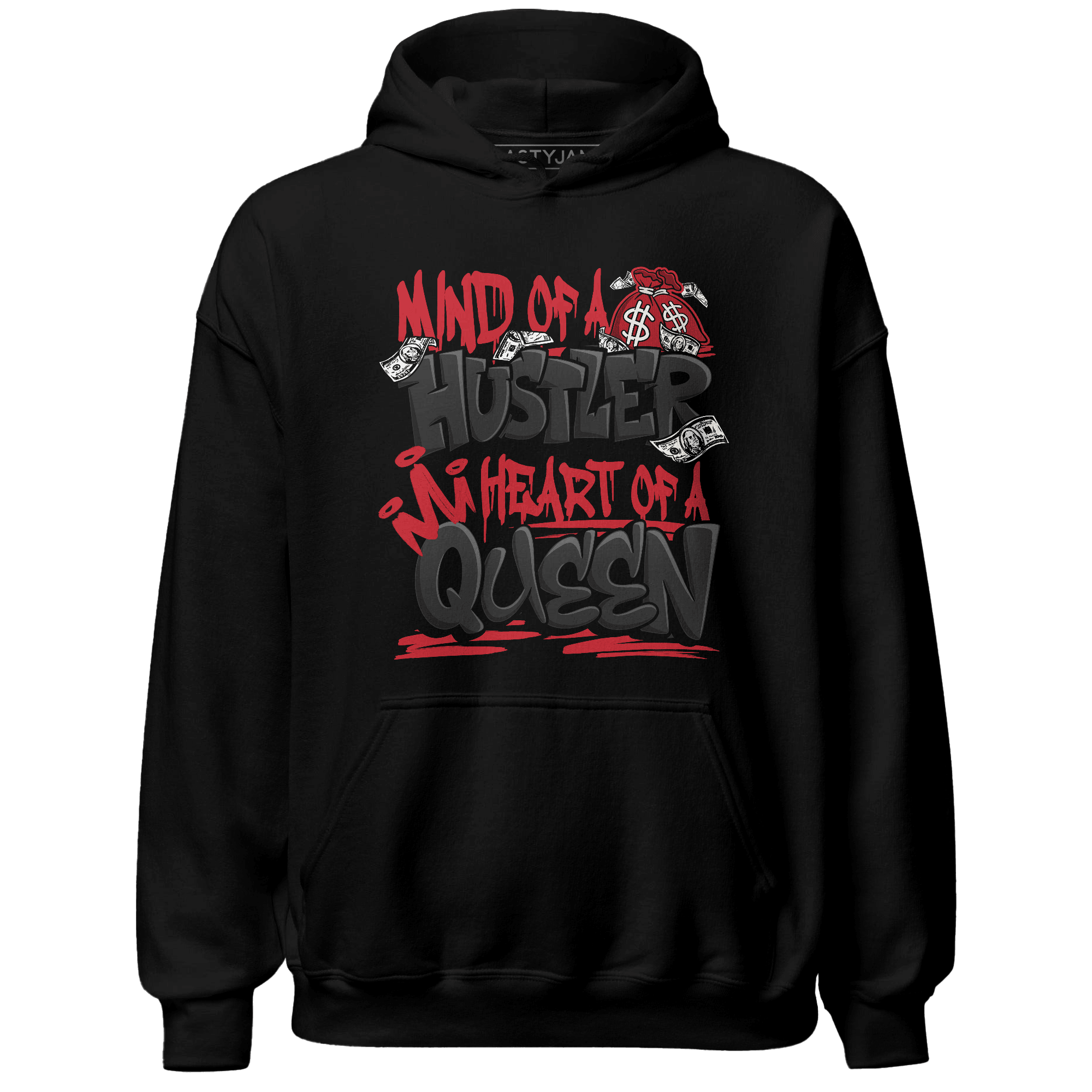 Jumman Jack Universityy Red Hoodie Match Hustler Heart Queen - NastyJamz