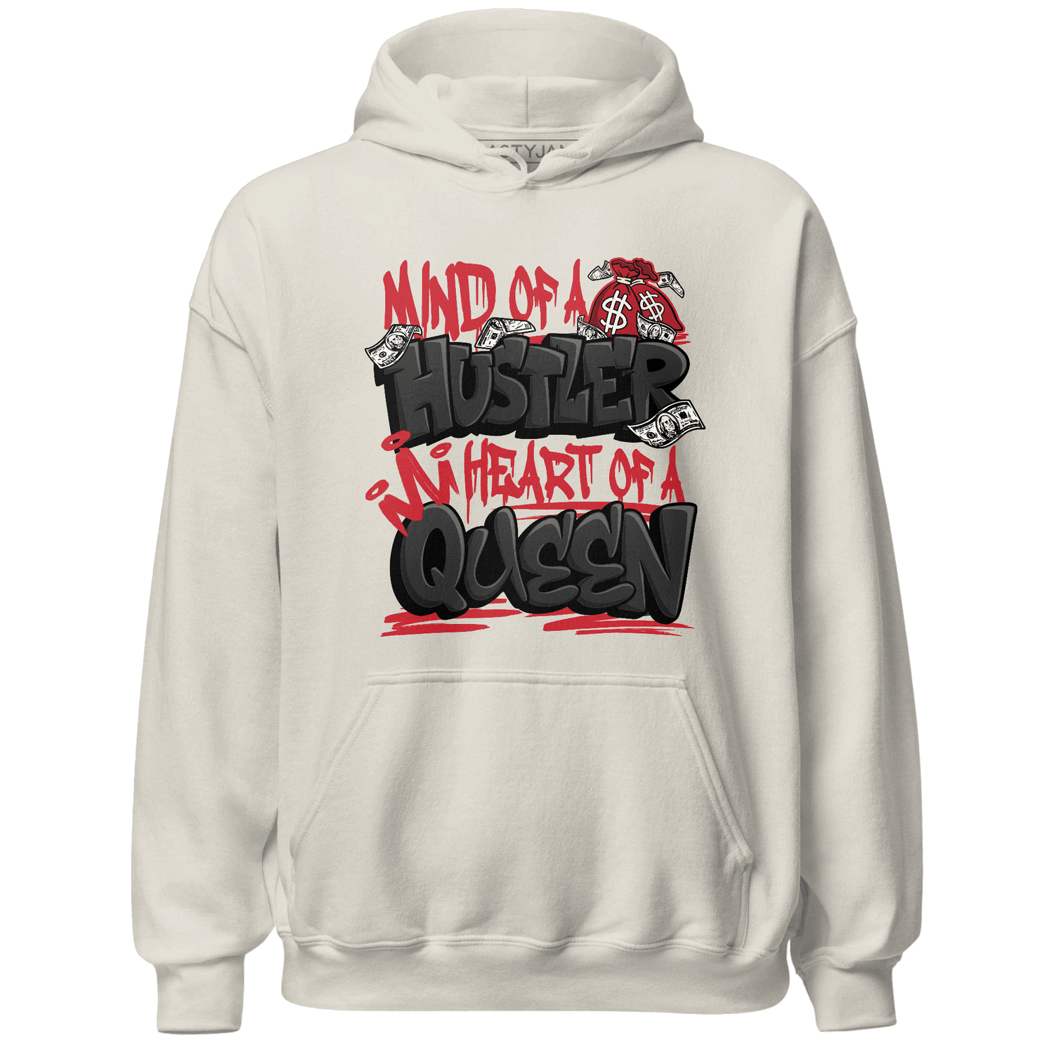 Jumman Jack Universityy Red Hoodie Match Hustler Heart Queen - NastyJamz
