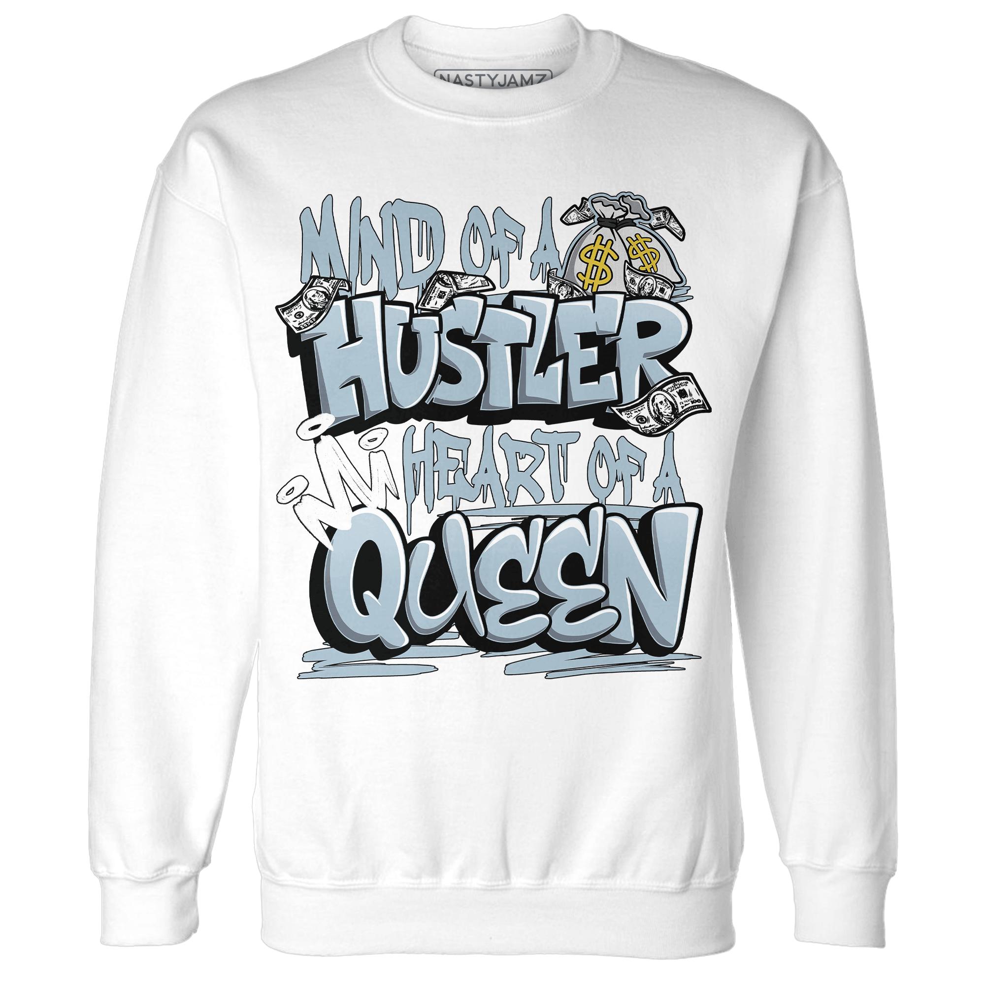 Blue Grey 13s Sweatshirt Match Hustler Heart Queen - NastyJamz