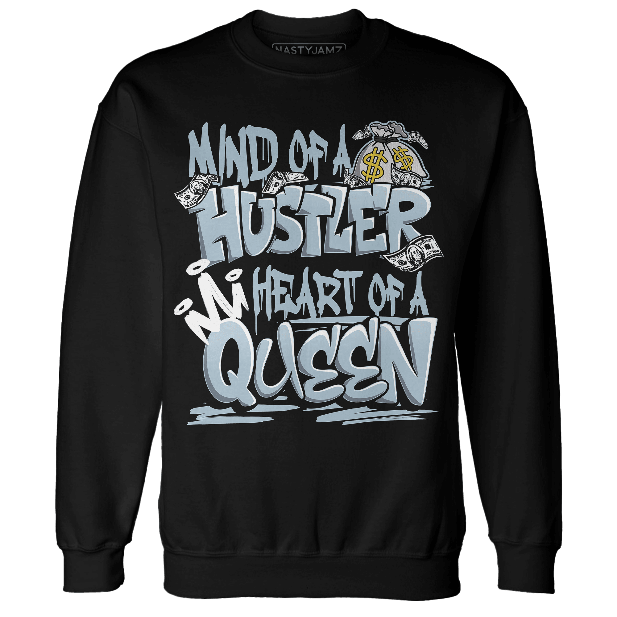 Blue Grey 13s Sweatshirt Match Hustler Heart Queen - NastyJamz