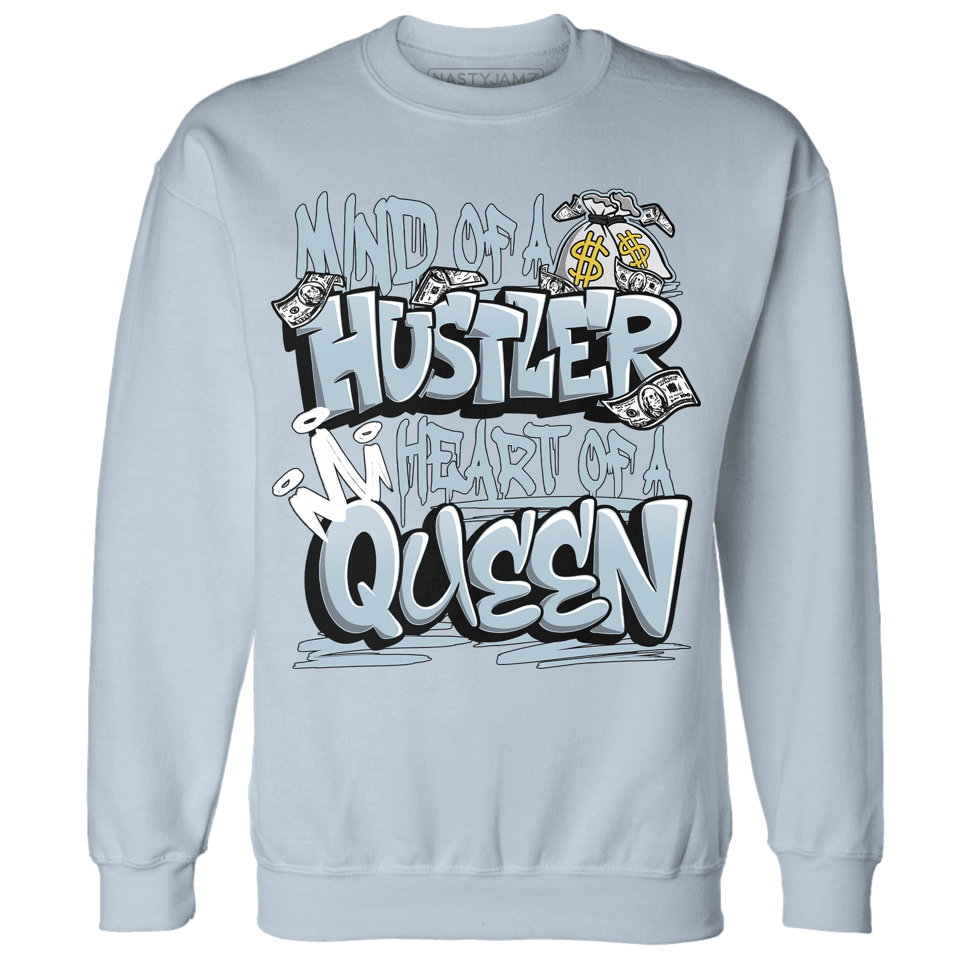 Blue Grey 13s Sweatshirt Match Hustler Heart Queen - NastyJamz